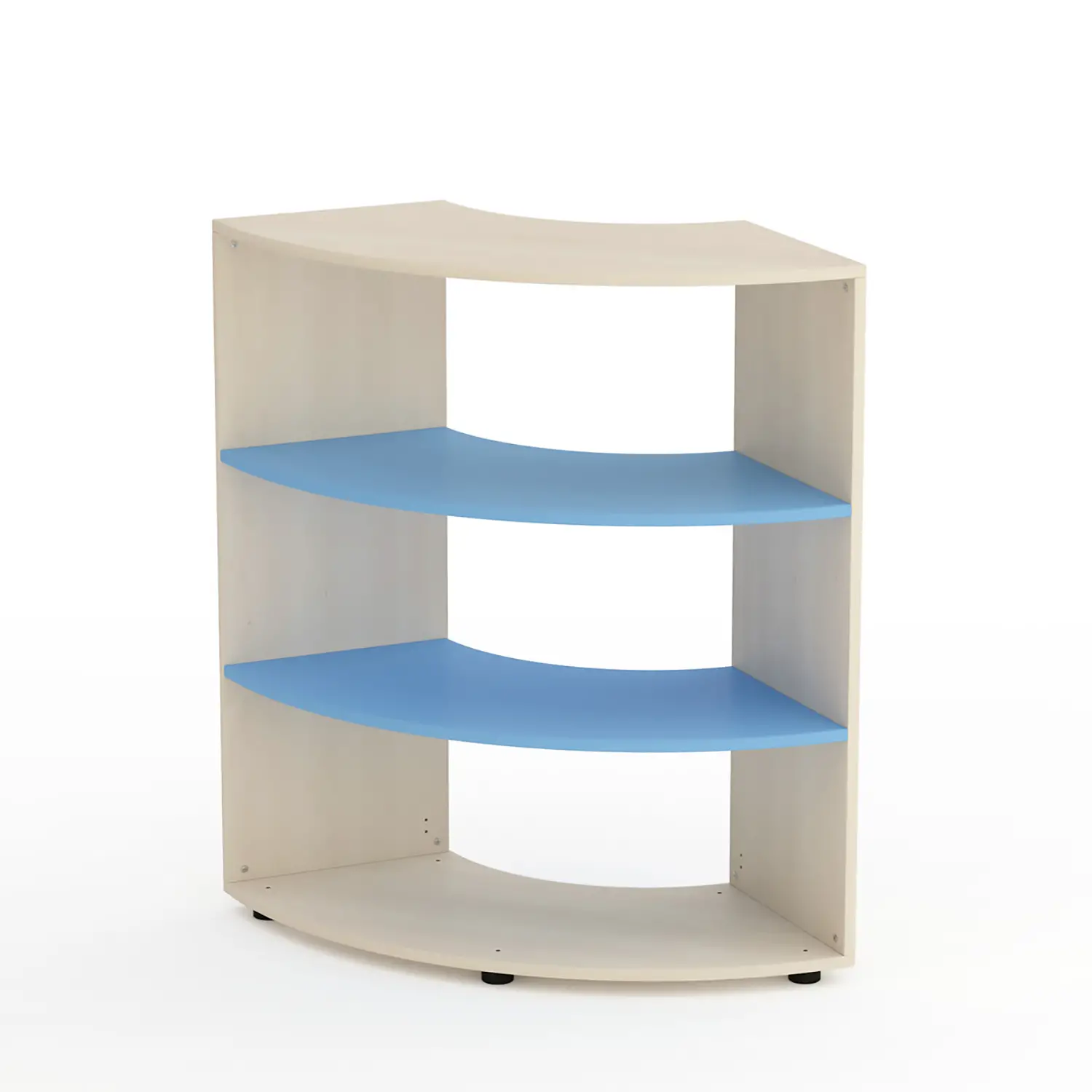 Mobile Scuola Kubò Betulla Curvo Angolare H 110 cm. Ripiani Blu Orizzonte - Conforme CAM - Arredo Nido e Infanzia