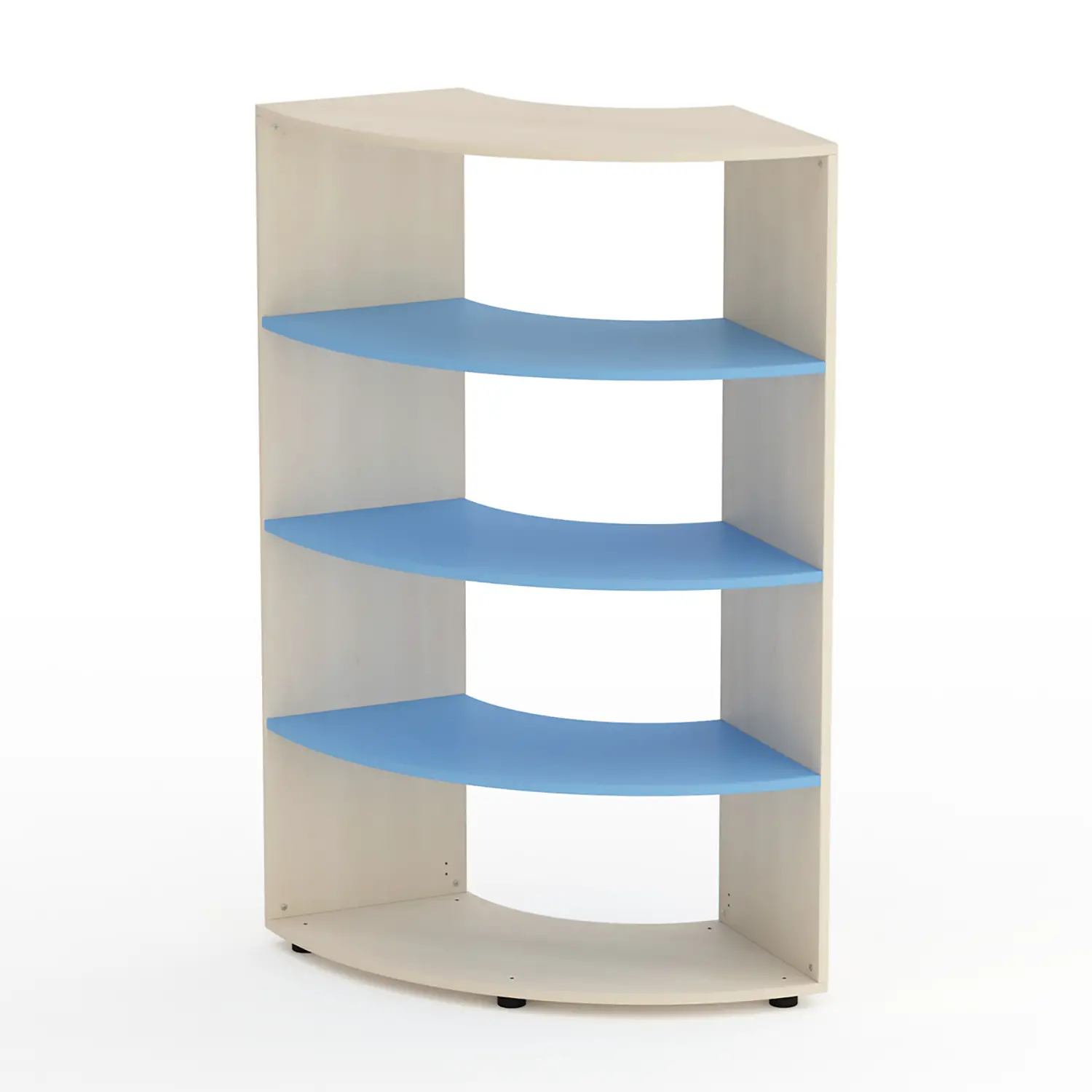 Mobile Scuola Kubò Betulla Curvo Angolare H 150 cm. Ripiani Blu Orizzonte- Conforme CAM - Arredo Nido e Infanzia