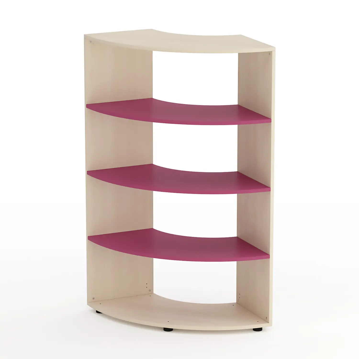 Mobile Scuola Kubò Betulla Curvo Angolare H 150 cm. Ripiani Fucsia - Conforme CAM - Arredo Nido e Infanzia