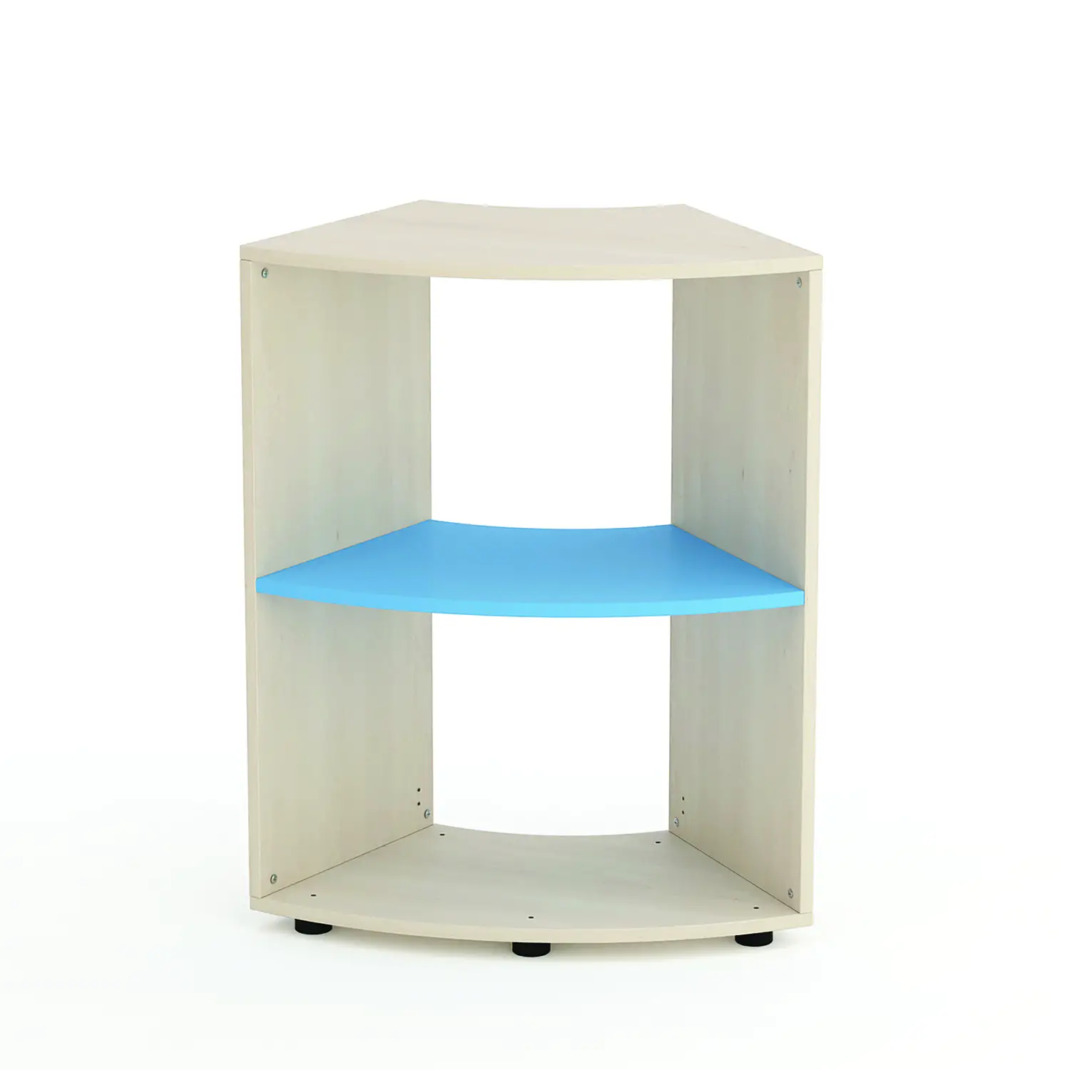 Mobile Scuola Kubò Betulla Curvo 60 Gradi H 90 cm. Ripiani Blu Orizzonte - Conforme CAM - Arredo Nido e Infanzia