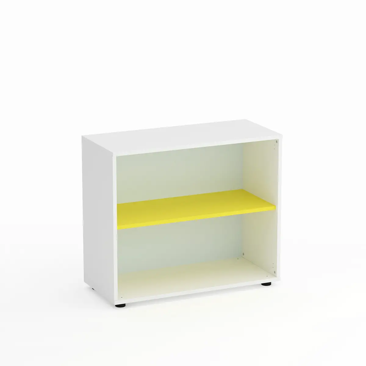 Mobile Scuola Kubò Bianco a Giorno H 75 cm – Ripiani Gialli | Conforme CAM - Arredo scuola dell'obbligo