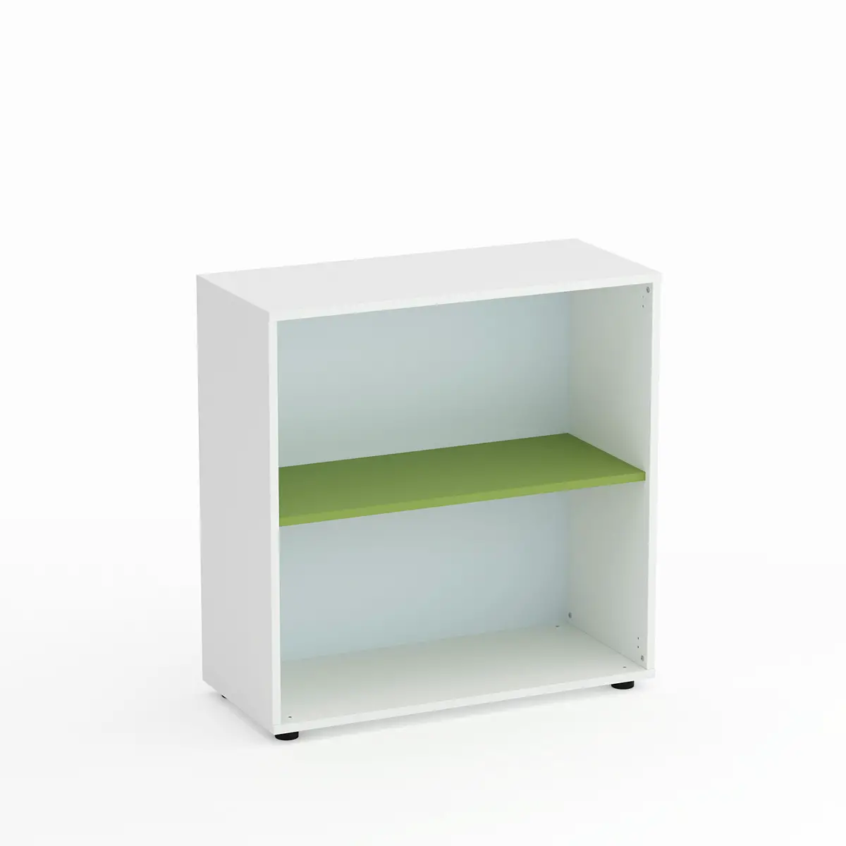 Mobile Scuola Kubò Bianco a Giorno H 90 cm. Ripiani Verde Kiwi - Conforme CAM - Arredo scuola dell'obbligo