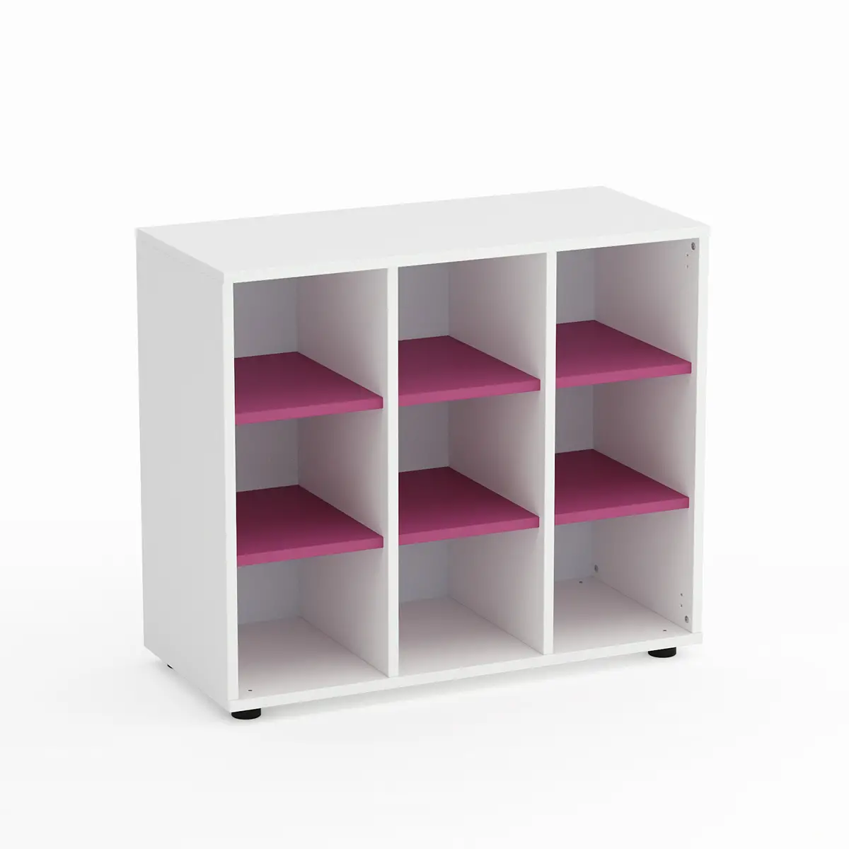 Mobile Scuola Kubò Bianco – 9 Caselle con Ripiani Fucsia H 75 cm | Conforme CAM - Arredo scuola dell'obbligo