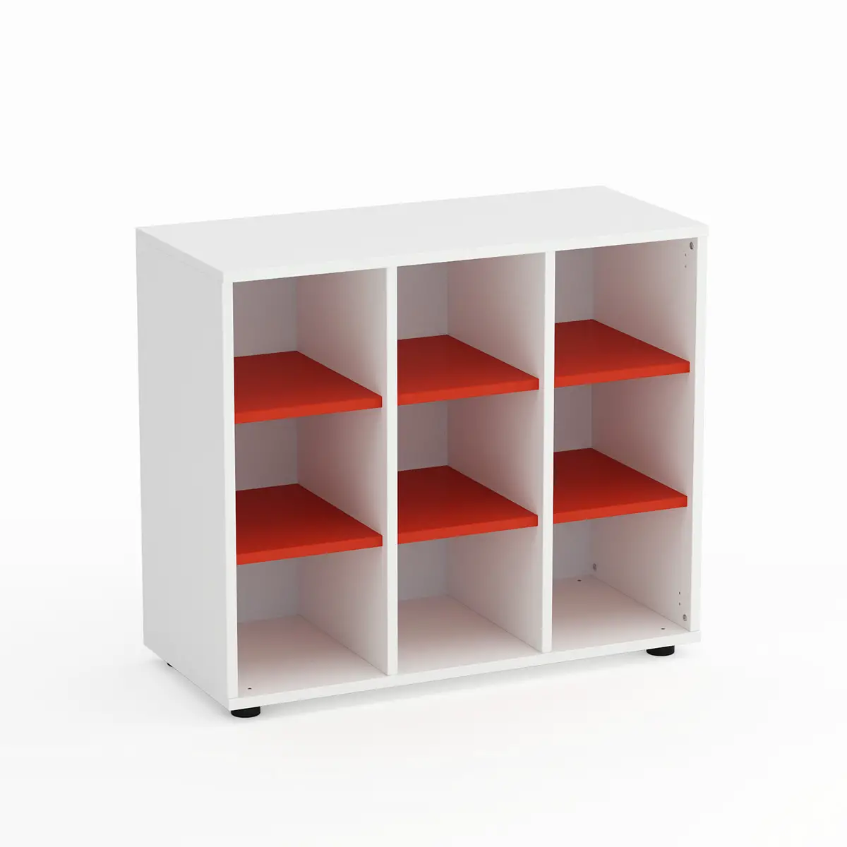 Mobile Scuola Kubò Bianco – 9 Caselle con Ripiani Rossi H 75 cm | Conforme CAM - Arredo scuola dell'obbligo