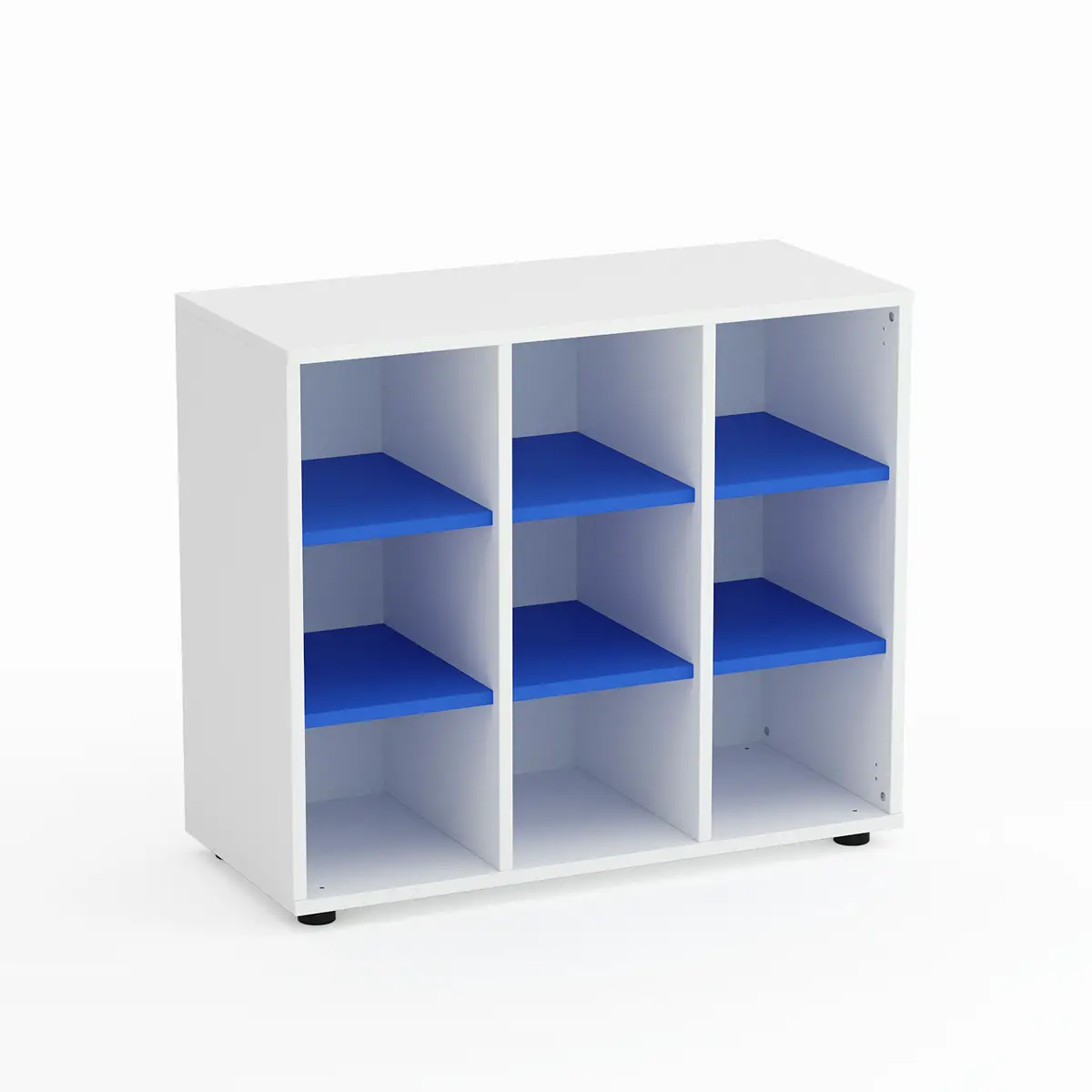 Mobile Scuola Kubò Bianco 9 Caselle H 75 cm. Ripiani Azzurro - Conforme CAM - Arredo scuola dell'obbligo