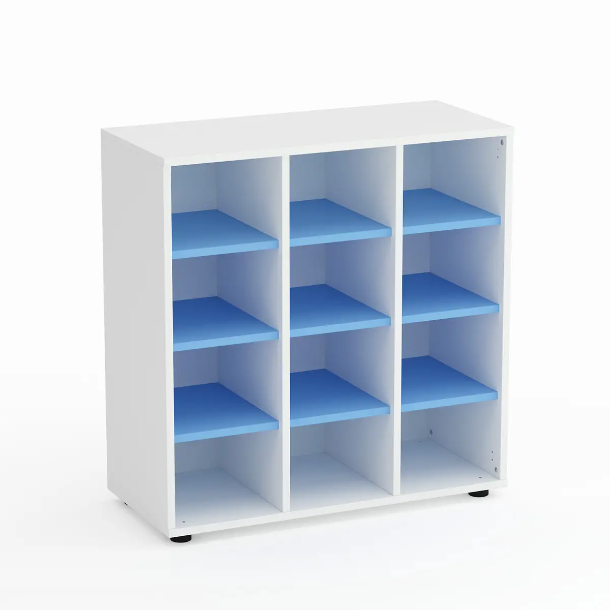 Mobile Scuola Kubò Bianco – 12 Caselle con Ripiani Blu Orizzonte H 90 cm | Conforme CAM - Arredo scuola dell'obbligo