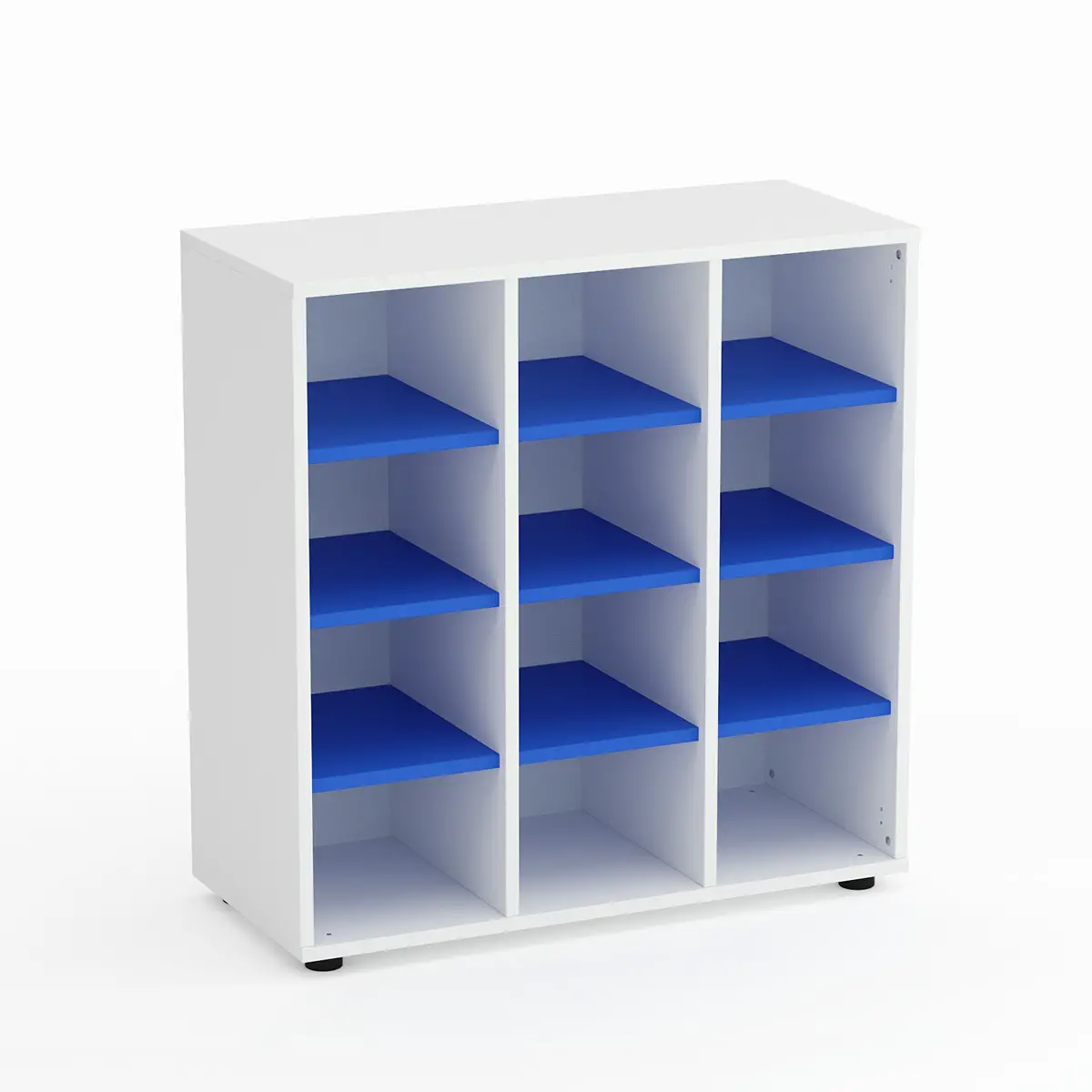 Mobile Scuola Kubò Bianco 12 Caselle H 90 cm. Ripiani Azzurro - Conforme CAM - Arredo scuola dell'obbligo