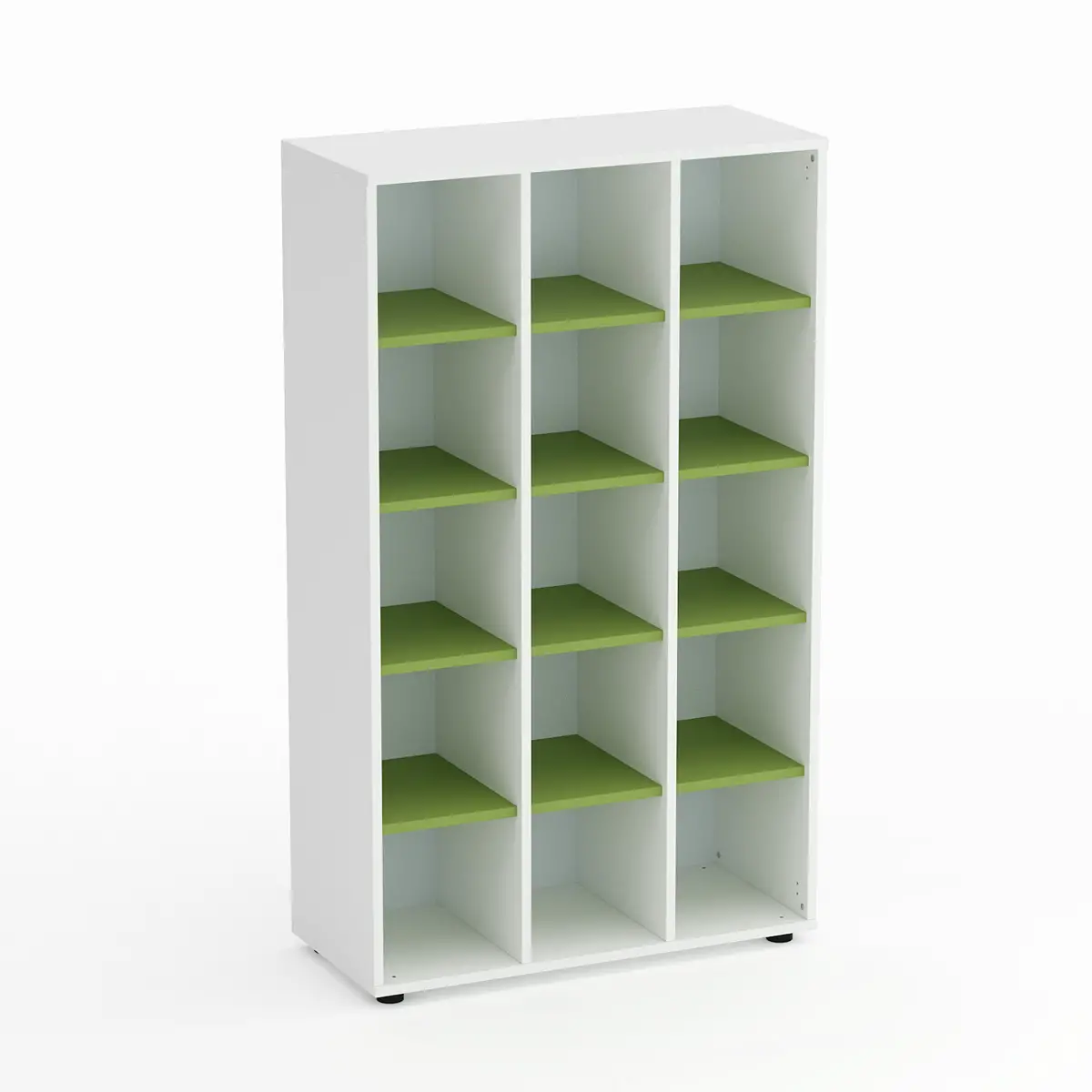 Mobile Scuola Kubò Bianco – 15 Caselle con Ripiani Verde Kiwi H 150 cm | Conforme CAM - Arredo scuola dell'obbligo