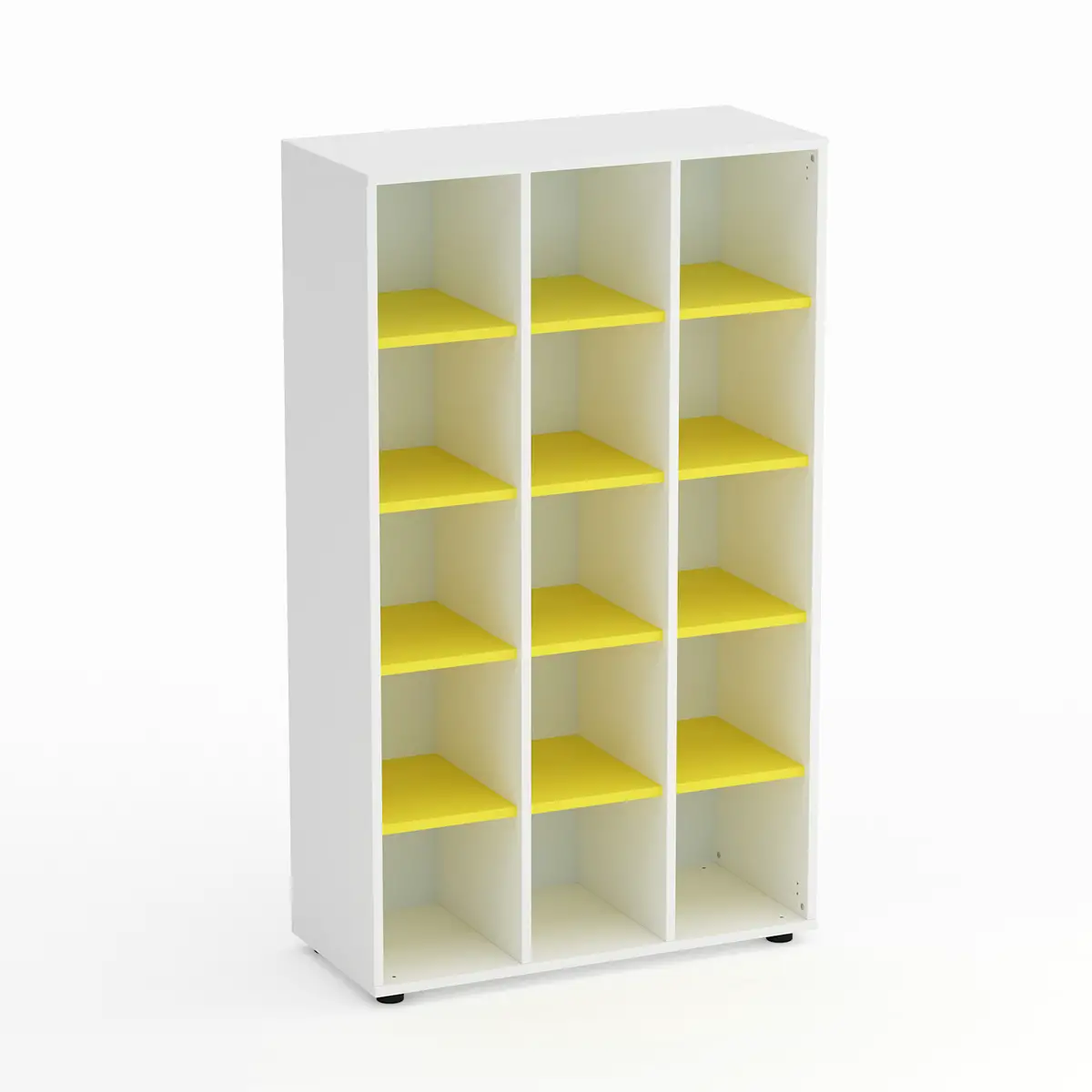 Mobile Scuola Kubò Bianco – 15 Caselle con Ripiani Gialli H 150 cm | Conforme CAM - Arredo scuola dell'obbligo