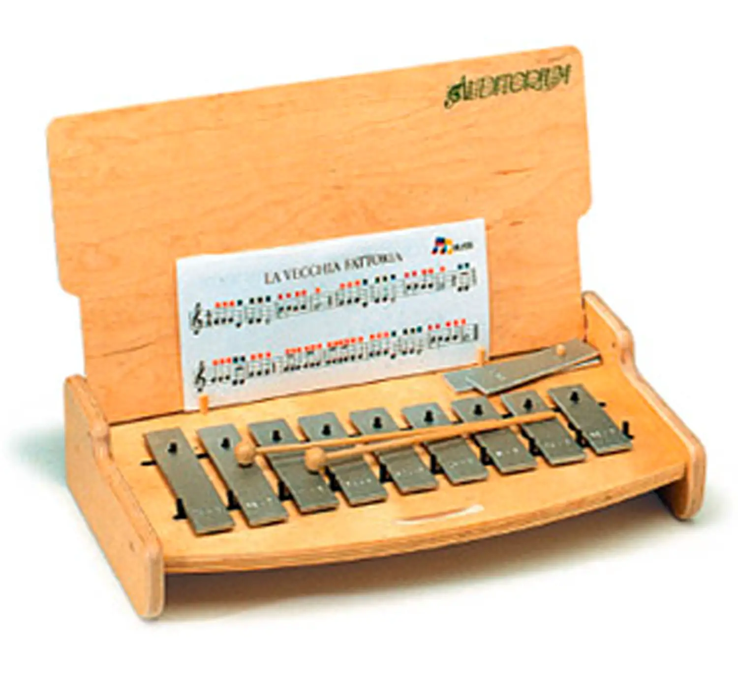 Metallofono 9 Note con Cassa Armonica in Legno e Piastre in Alluminio - Educazione musicale