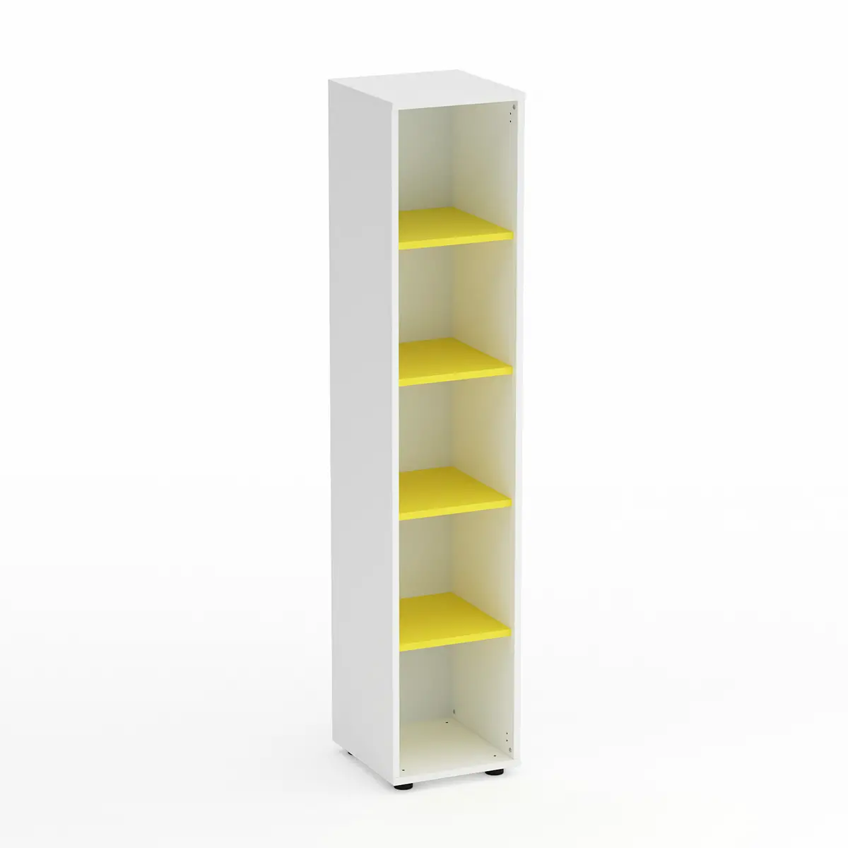 Mobile Scuola Kubò Bianco – Colonna 5 Vani con Ripiani Gialli H 180 cm | Conforme CAM - Arredo scuola dell'obbligo