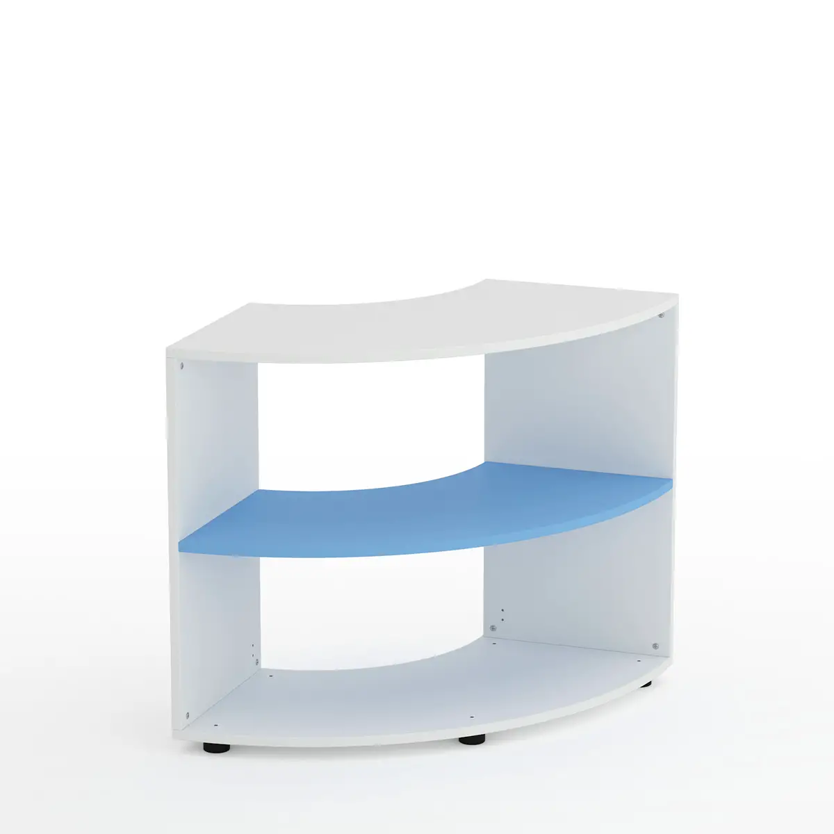 Mobile Scuola Kubò Bianco Angolare H 75 cm. Ripiani Blu Orizzonte - Conforme CAM - Arredo scuola dell'obbligo