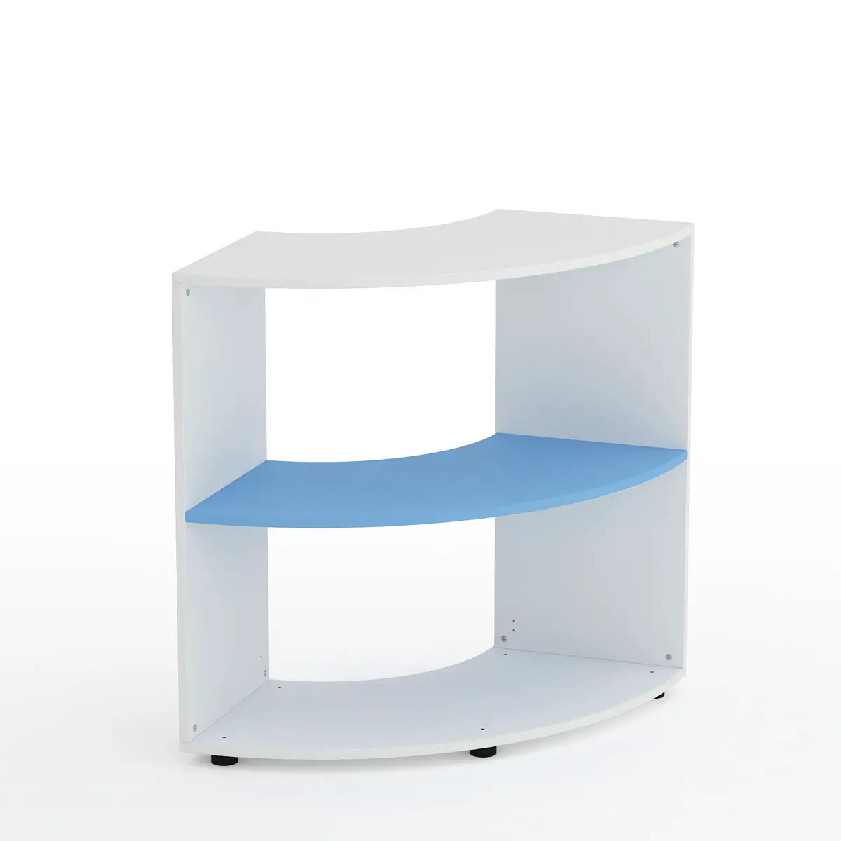 Mobile Scuola Kubò Bianco Angolare H 90 cm. Ripiani Blu Orizzonte - Conforme CAM - Arredo scuola dell'obbligo