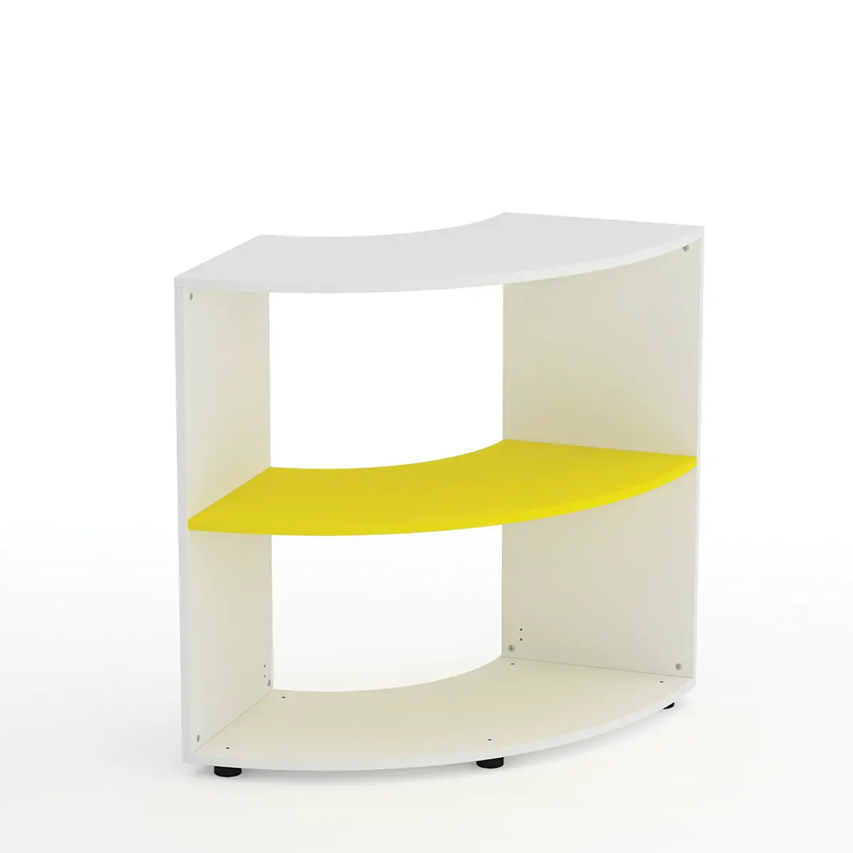 Mobile Scuola Kubò Bianco Angolare H 90 cm. Ripiani Giallo - Conforme CAM - Arredo scuola dell'obbligo