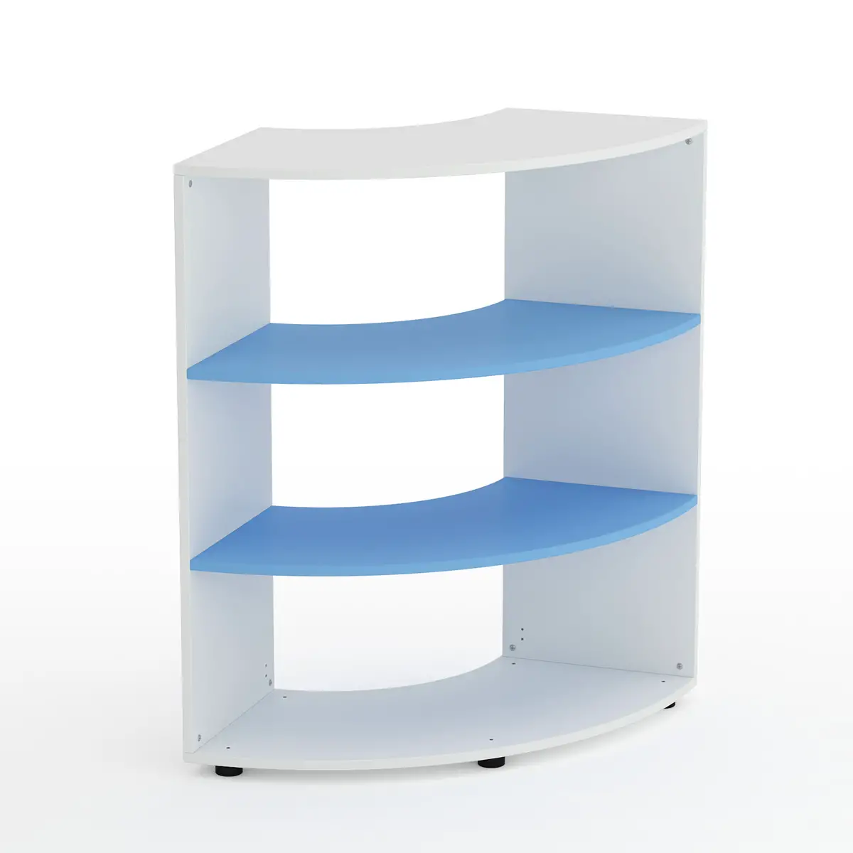 Mobile Scuola Kubò Bianco Angolare H 110 cm. Ripiani Blu Orizzonte - Conforme CAM - Arredo scuola dell'obbligo