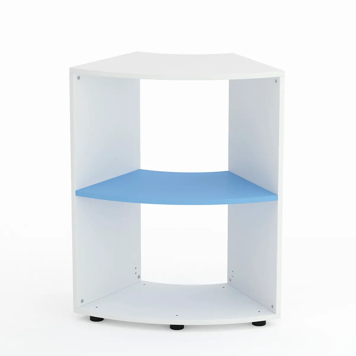 Mobile Scuola Kubò Bianco Curvo 60 Gradi H 90 cm. Ripiani Blu Orizzonte - Conforme CAM - Arredo scuola dell'obbligo