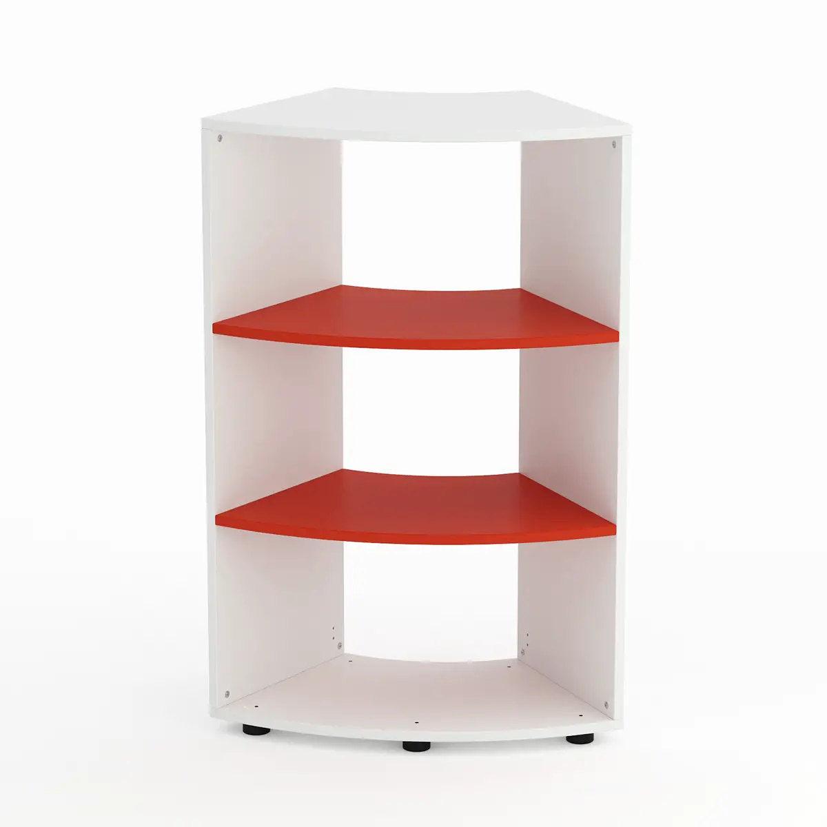 Mobile Scuola Kubò Bianco Curvo 60 Gradi H 110 cm. Ripiani Rosso - Conforme CAM - Arredo scuola dell'obbligo