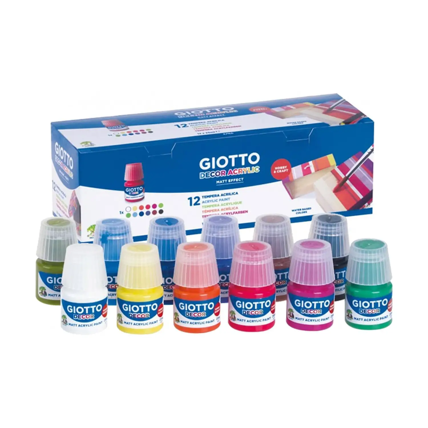 Decor Acrylic Giotto – 12 Flaconi da 25 ml - Tempere