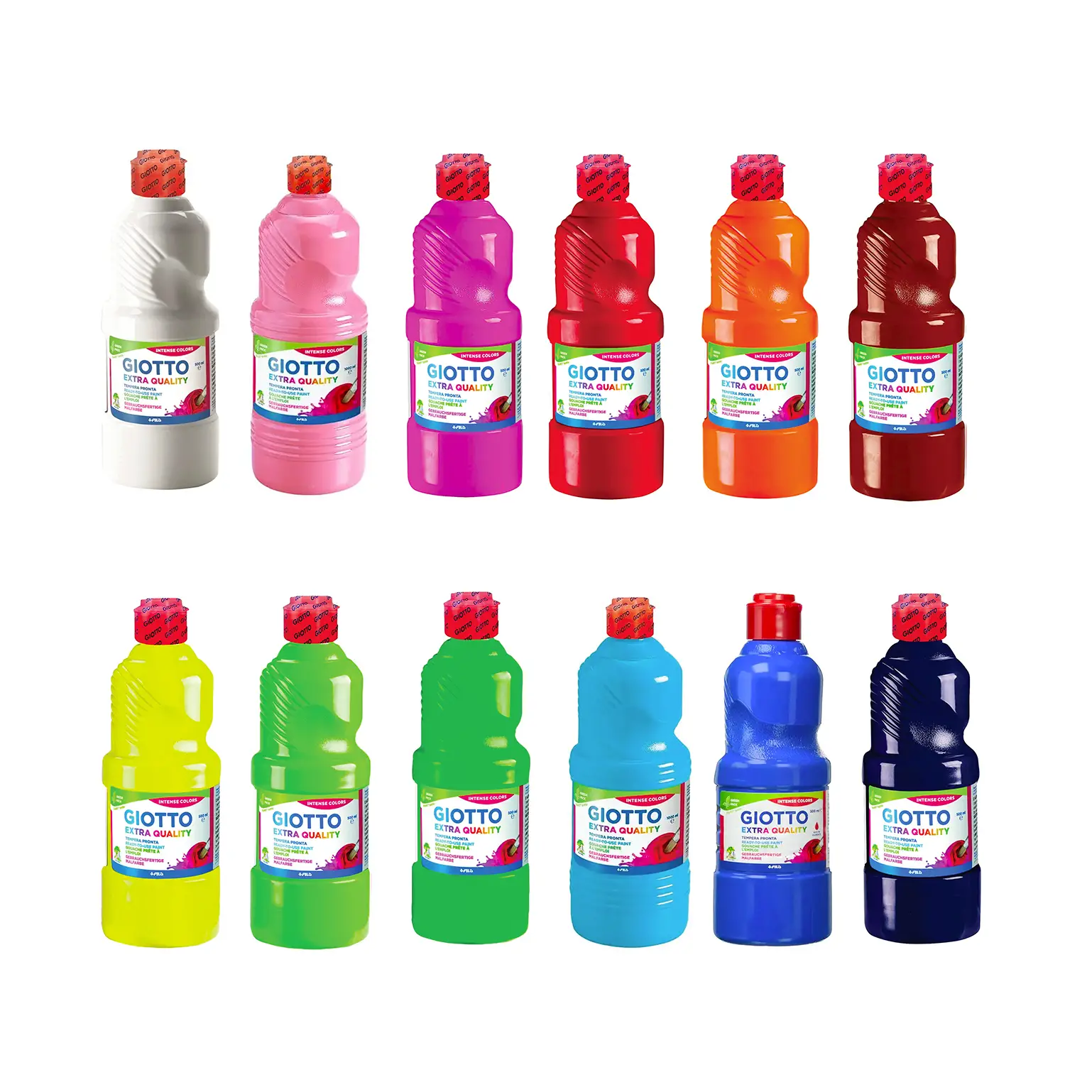 Tempera Pronta Extra Quality Giotto - 12 Colori - Flacone 500 ml - Tempere