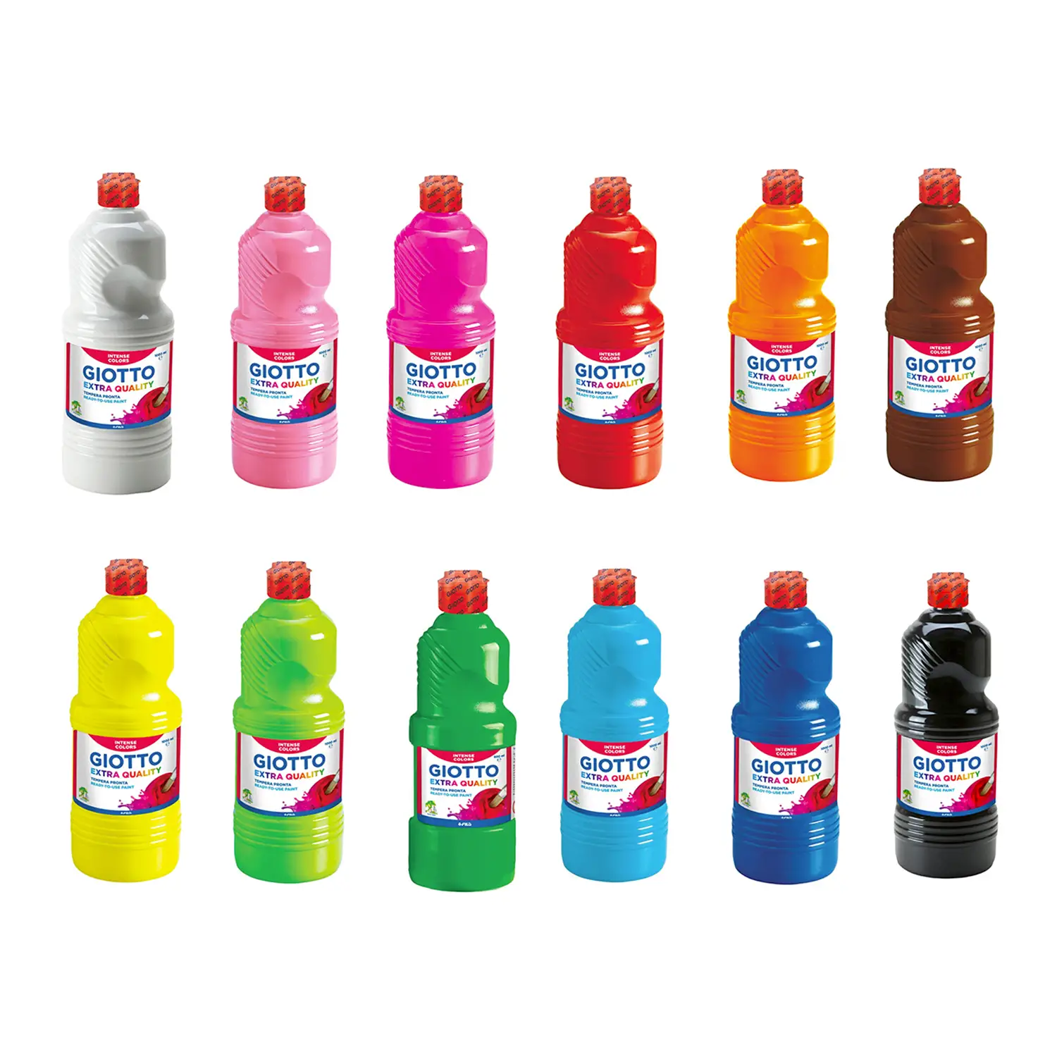 Tempera Pronta Extra Quality Giotto - 12 Colori - Flacone 1000 ml - Tempere
