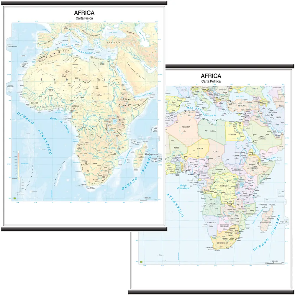 Cartina Geografica Africa – Plastica Resistente e Lavabile - Geografia e scienze naturali