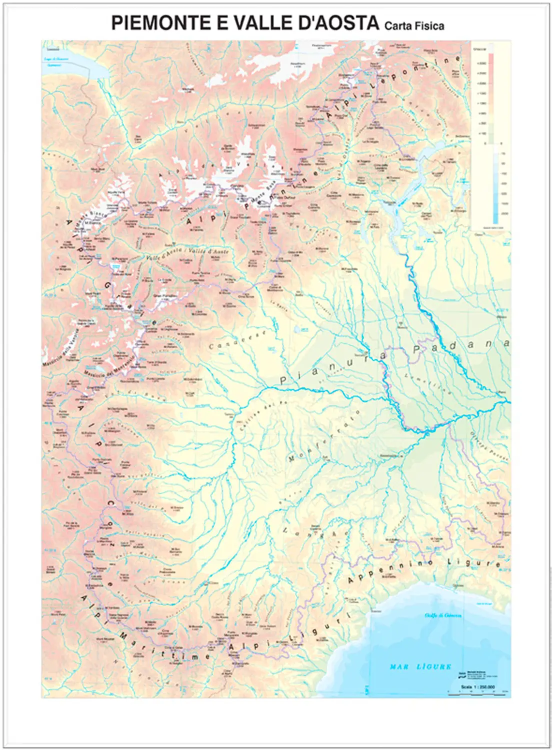 Carta Geografica Regionale Piemonte e Valle d'Aosta - Geografia e scienze naturali