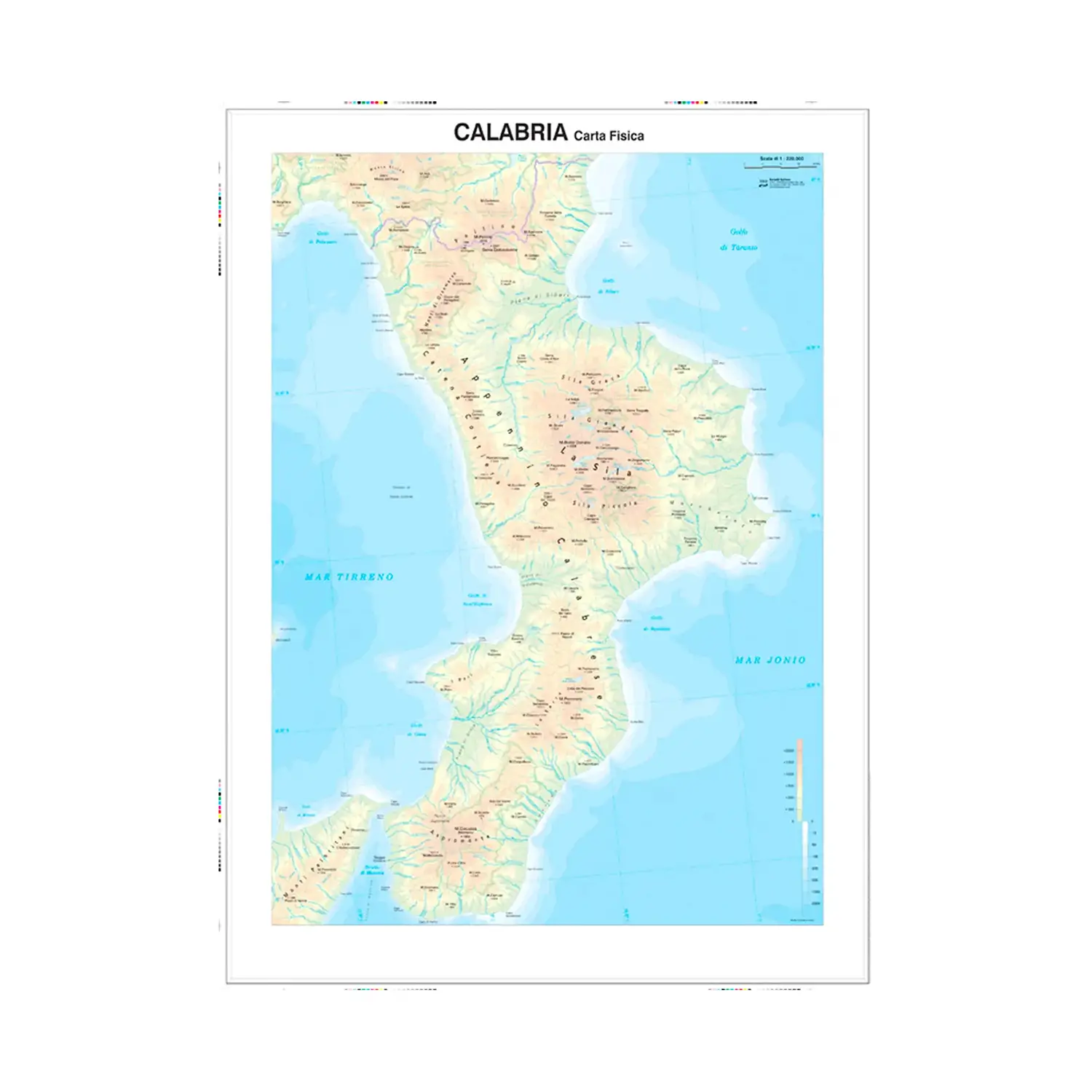 Carta Geografica Regione Calabria – Plastificata e Resistente - Geografia e scienze naturali