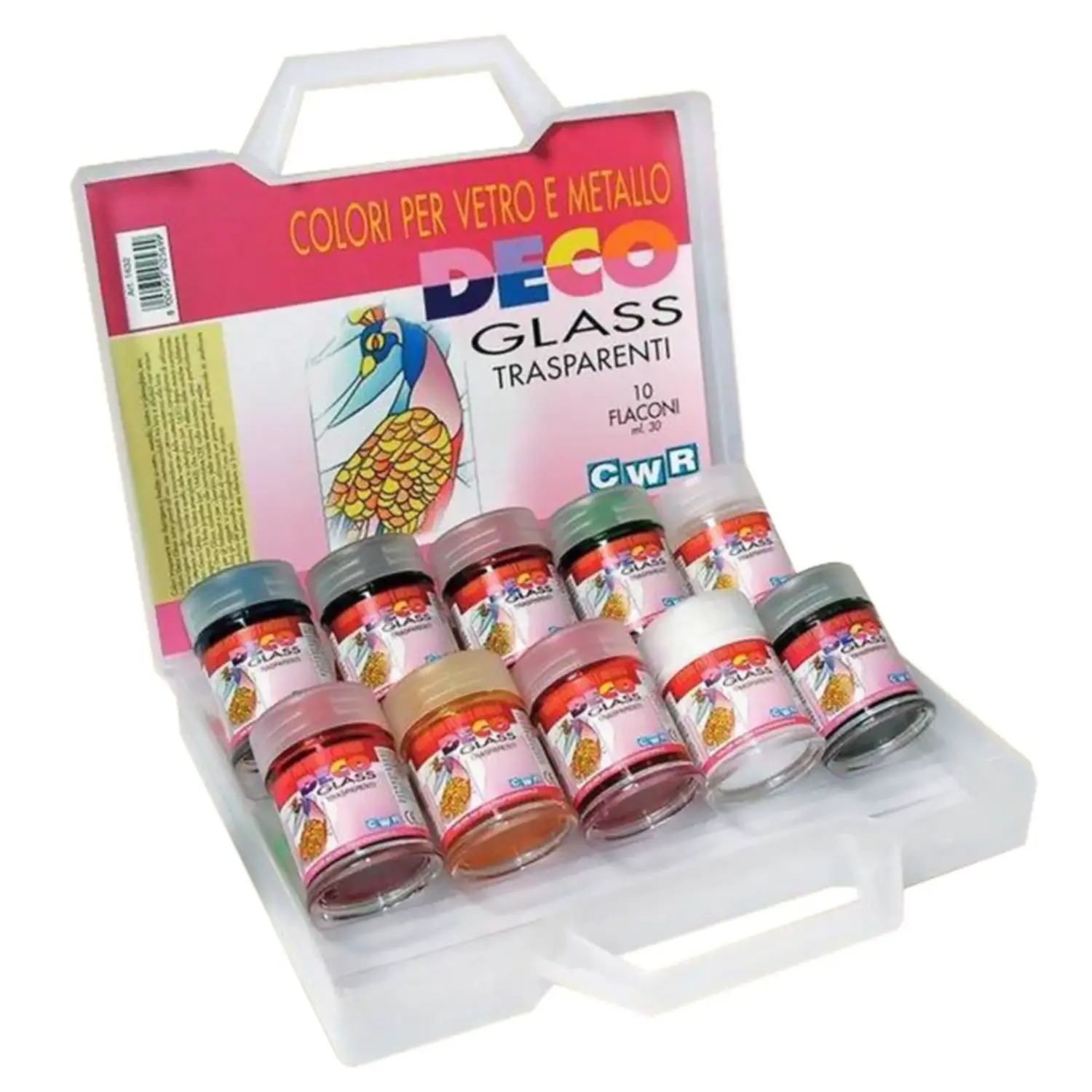 Colori per Vetro Deco Glass – Set 10 Flaconi da 30 ml – Trasparenti e Atossici - Colori per vetro e ceramica