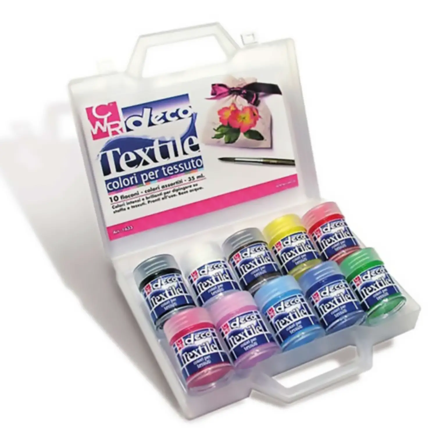 Colori per Stoffa Deco Textile – Set 10 Flaconi da 35 ml - Colori per vetro e ceramica