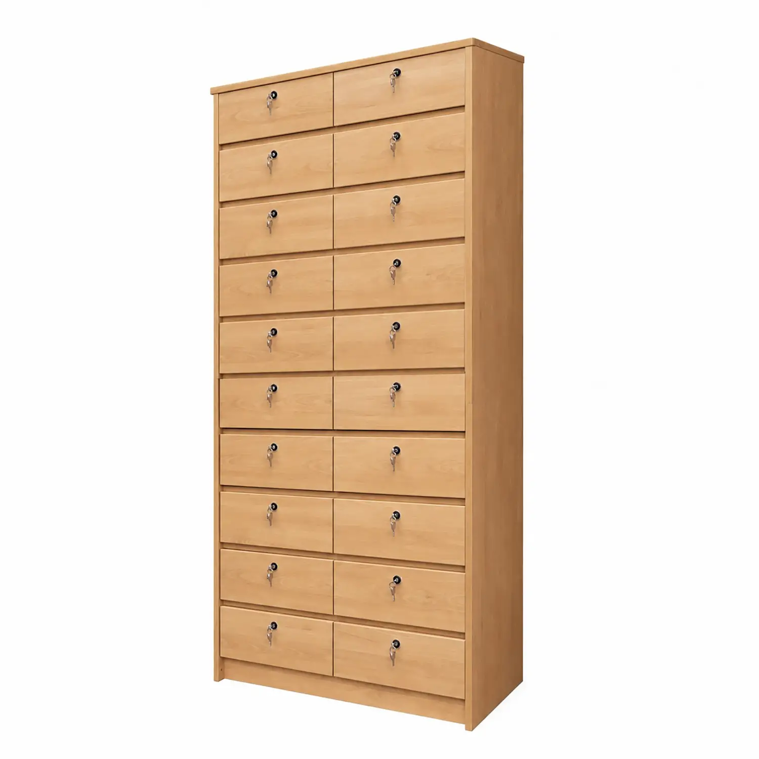 Cartelliera Faggio 20 Vani con Serratura • Altezza 200cm - Conforme CAM - Arredi serie Faggio