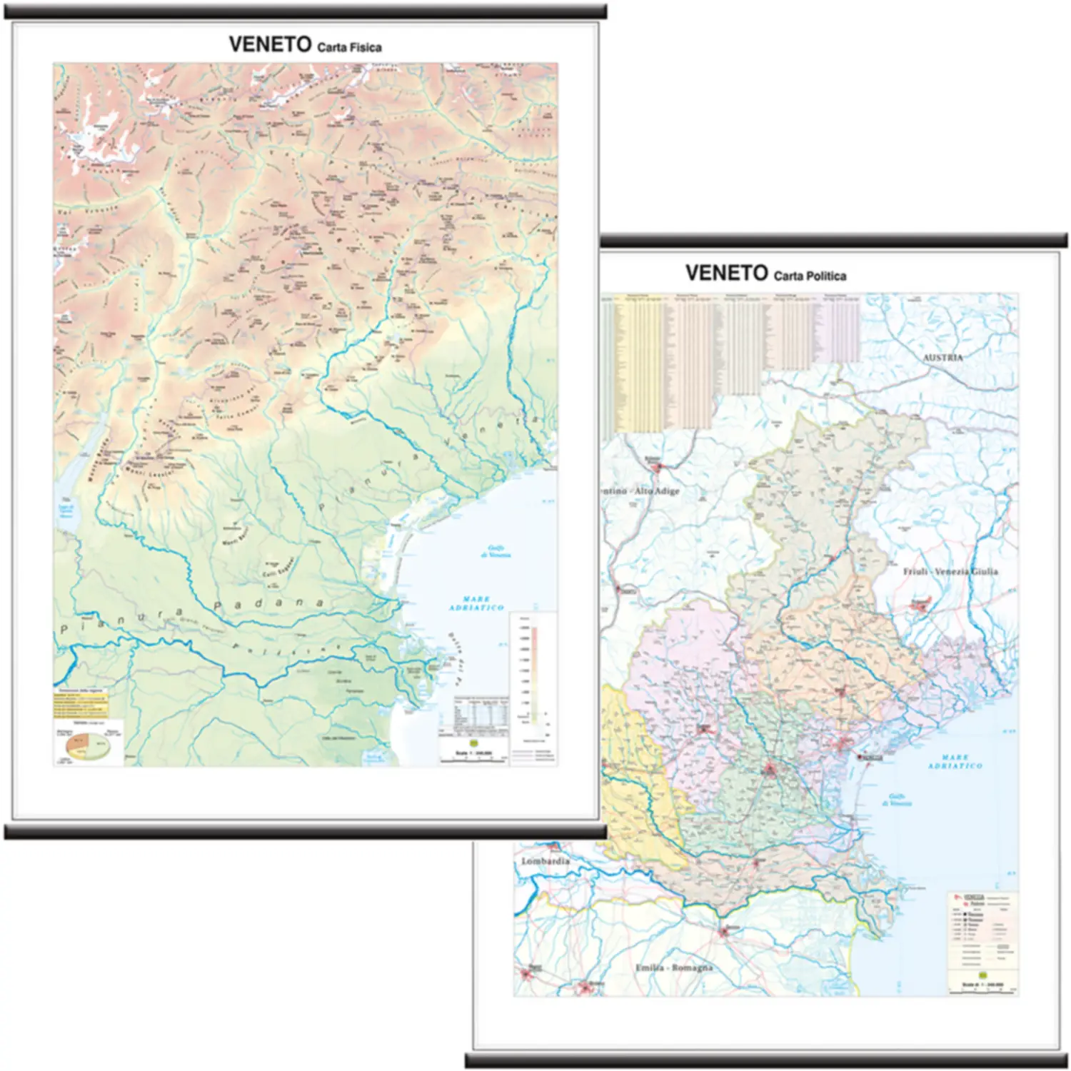 Carta Geografica Veneto Plastificata – Mappa Dettagliata Regione Veneto - Geografia e scienze naturali