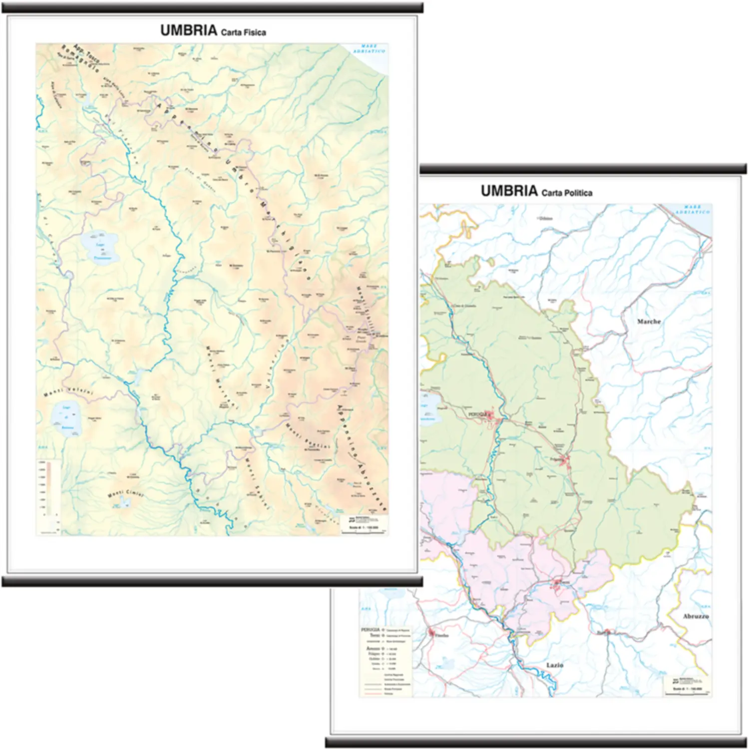 Carta Geografica Umbria – Plastificata e Resistente - Geografia e scienze naturali