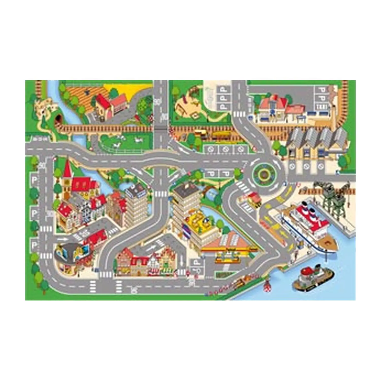 Tappeto Gioco Percorso Urbano Porto – Cm 100x150 - Tappeti per il gioco