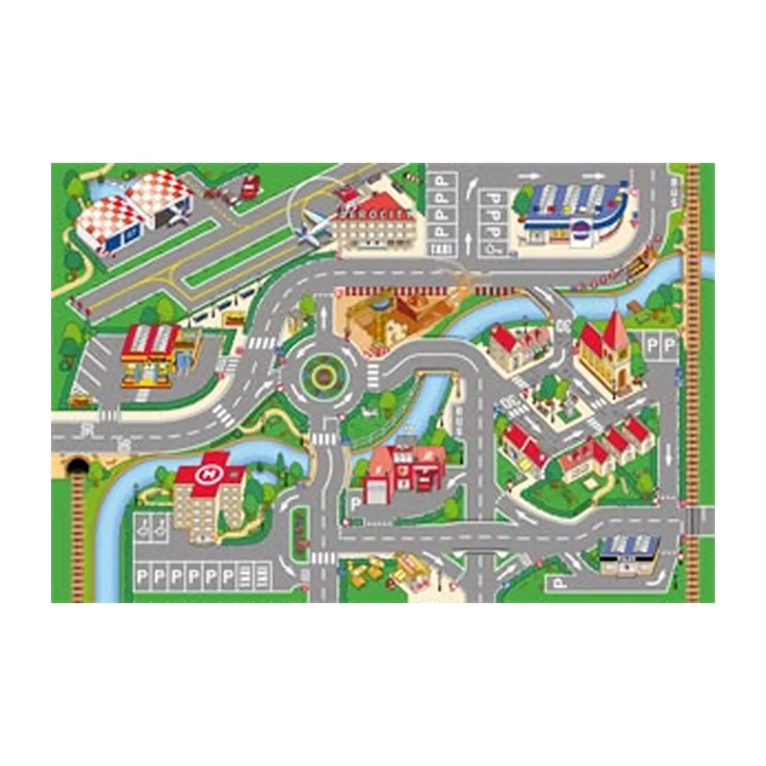 Tappeto Gioco Percorso Urbano Aeroporto – Cm 100x150 - Tappeti per il gioco