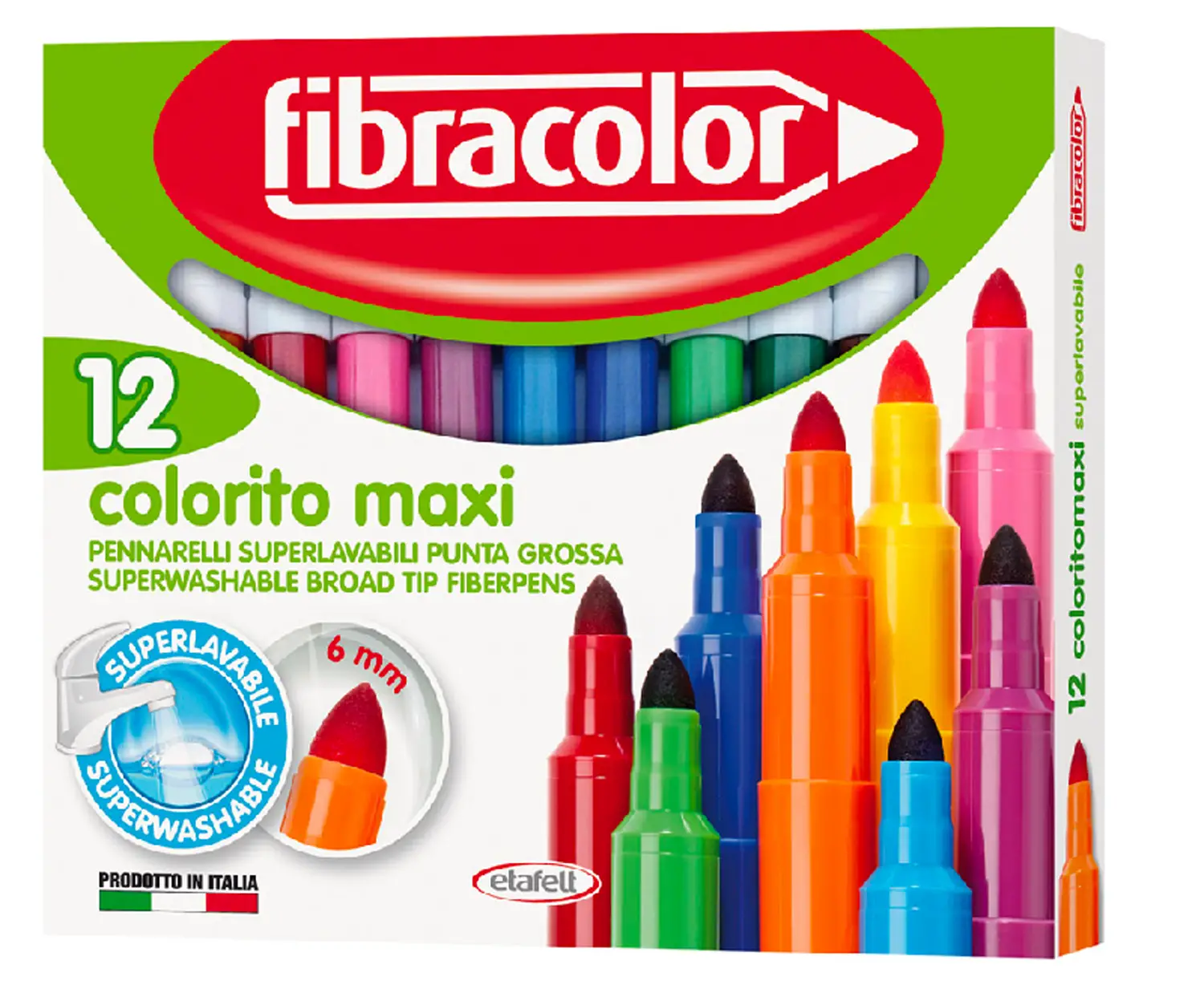 Fibracolor Colorito Maxi Pennarelli – Astuccio 12 Pennarelli - Blu - Pennarelli