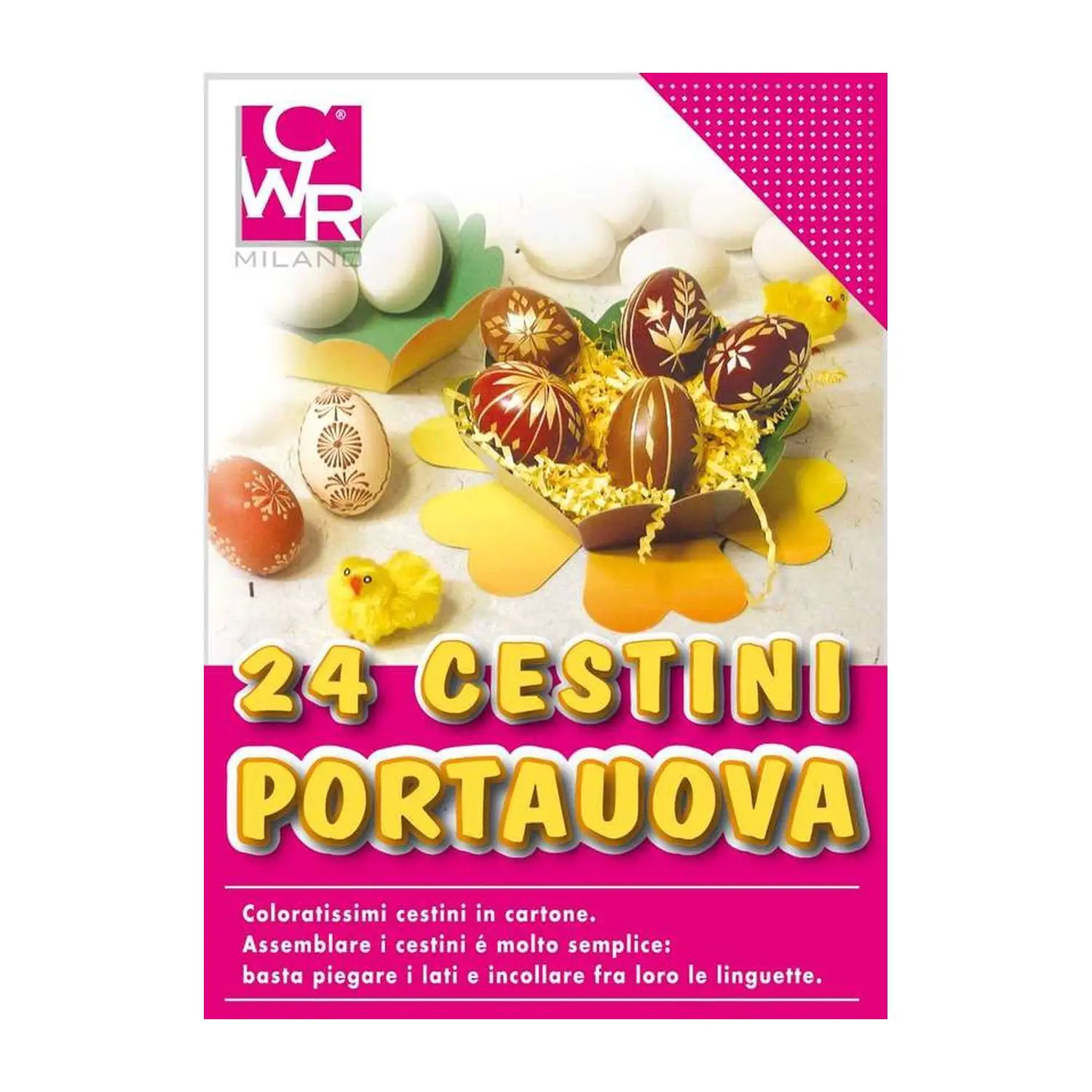 Cestini Portauova in Cartone - Confezione 24 Pezzi, Colori Assortiti - Carta e cartoncino