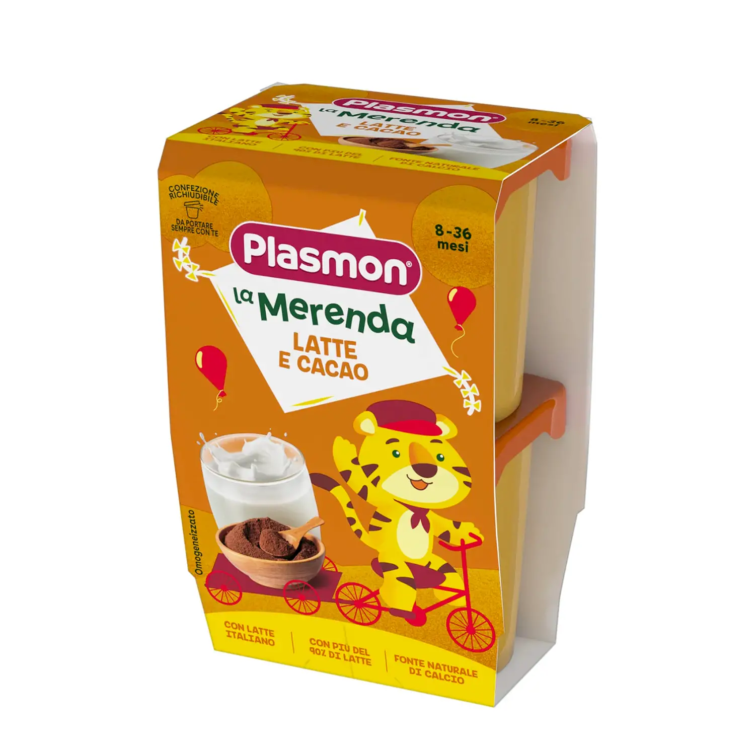Plasmon Merenda Latte al Cacao 2x120g – Merenda Cremosa al Latte per Bambini - merende