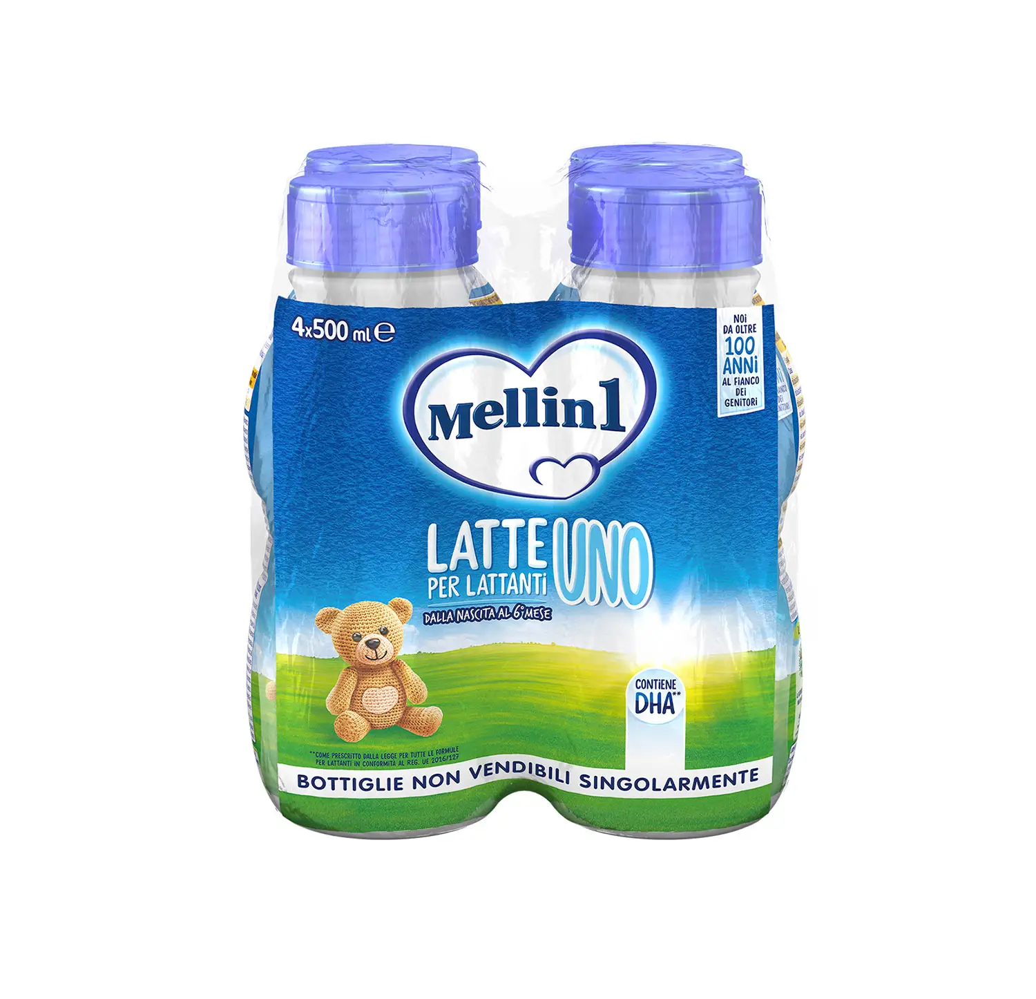 Mellin 1 Latte per Lattanti – Bottiglia 4x500 ml - latti artificiali