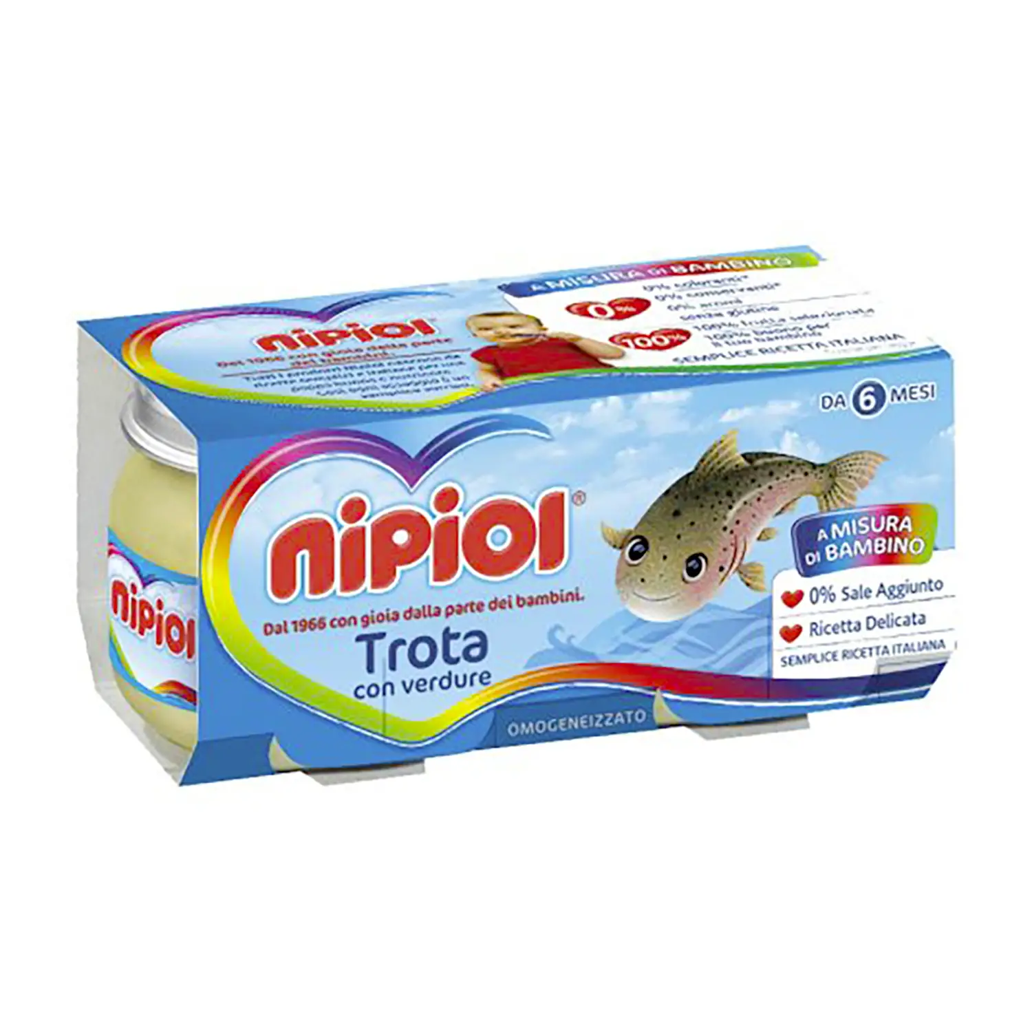 Omogenizzato Pesce Nipiol gr. 80x2 Filetti di Trota con Verdure - omogeneizzati
