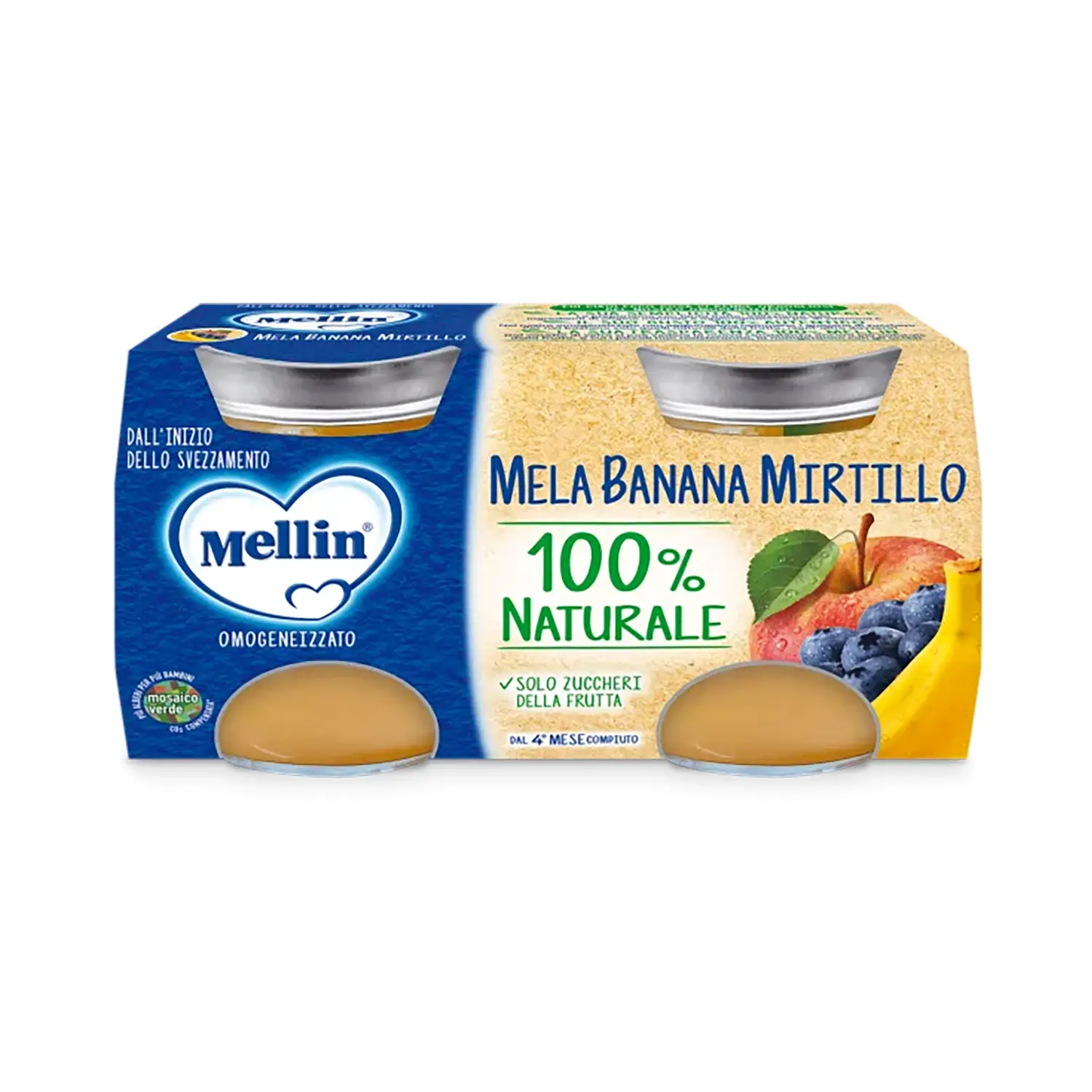Omogeneizzato Frutta gr.100x2 Mela Banana Mirtillo - omogeneizzati