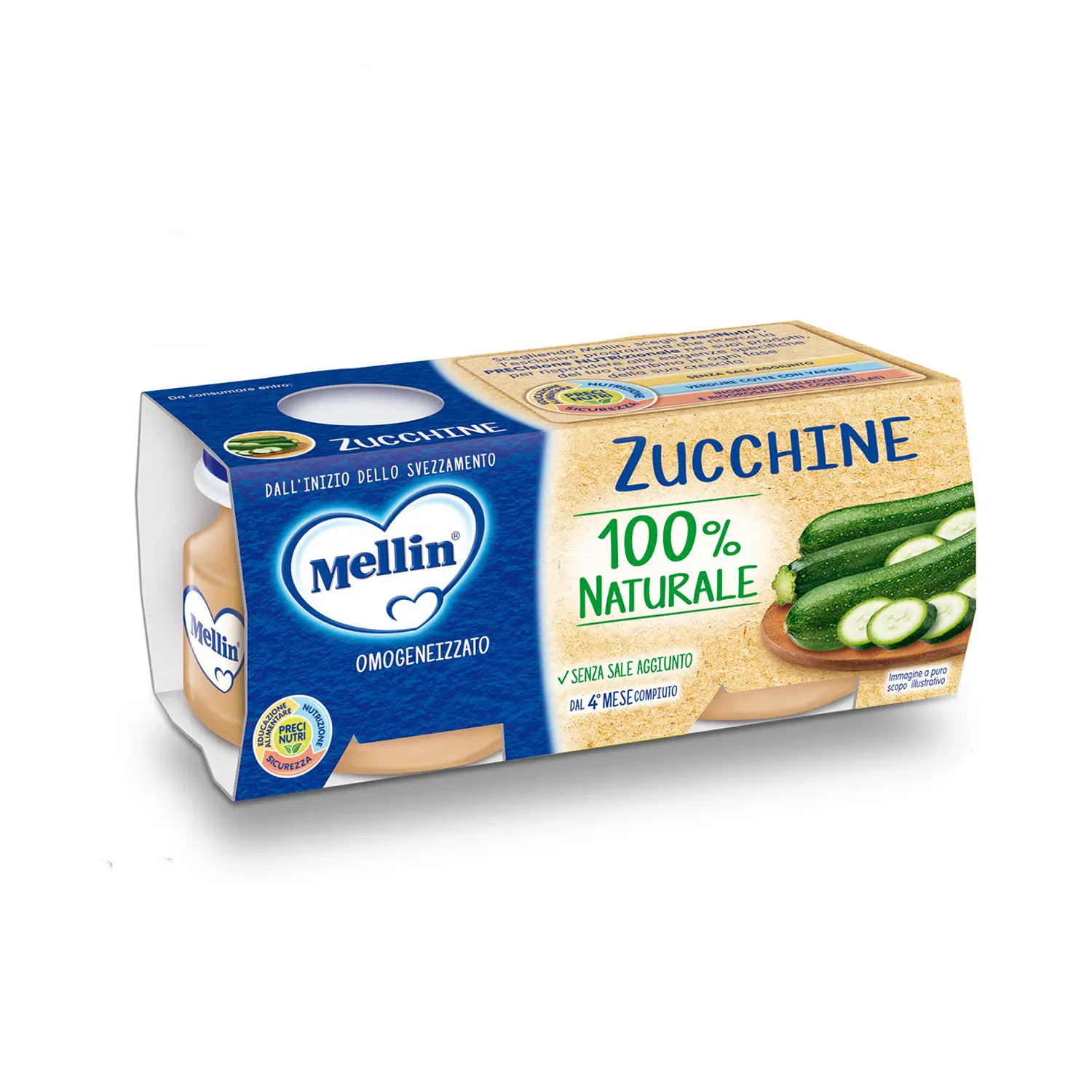 Omogeneizzato Zucchine Mellin - 80g x 2 - omogeneizzati