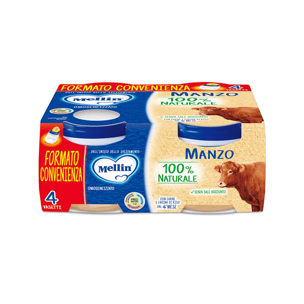 Omogeneizzato Carne Manzo Mellin - 80g x 4 - omogeneizzati