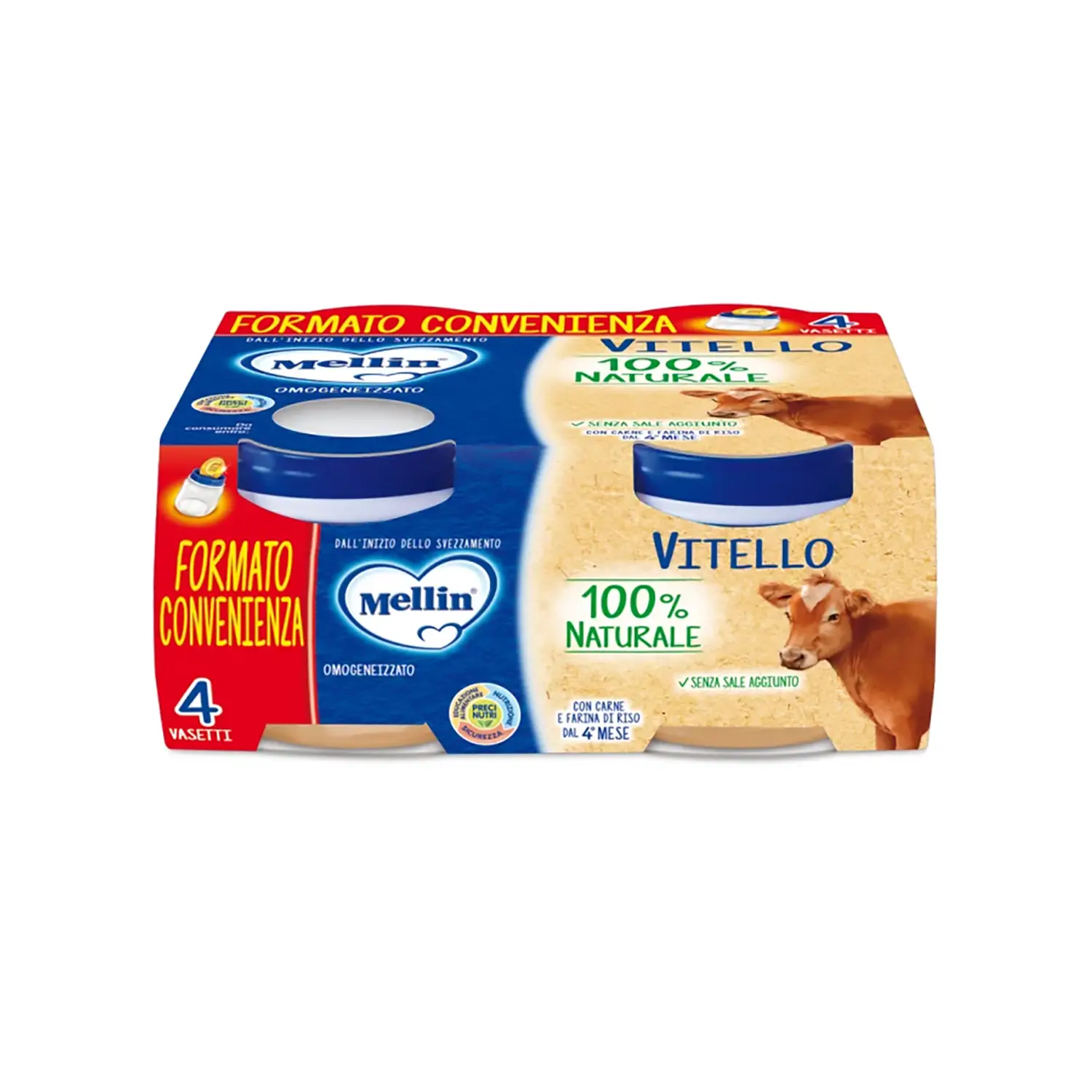 Omogeneizzato Carne Vitello Mellin - 80g x 4 - omogeneizzati