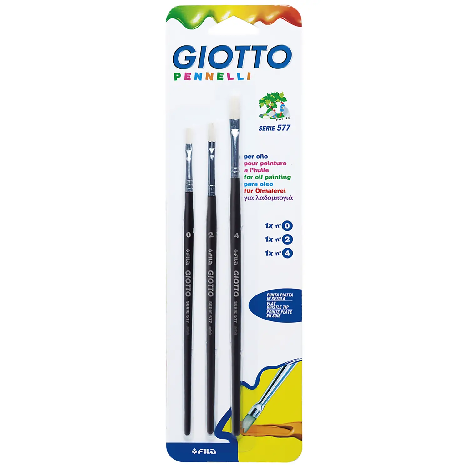 Pennelli Giotto Serie 577 - Set 3 Pezzi (n.0, n.2, n.4) - Pennelli e accessori