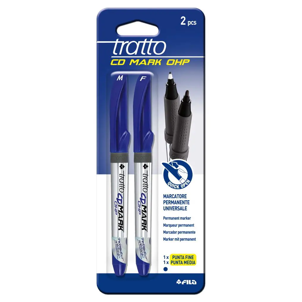 Pennarelli Tratto Cd Mark Ohp – Set 2 Pezzi - Blu | Pennarelli Permanenti - Pennarelli