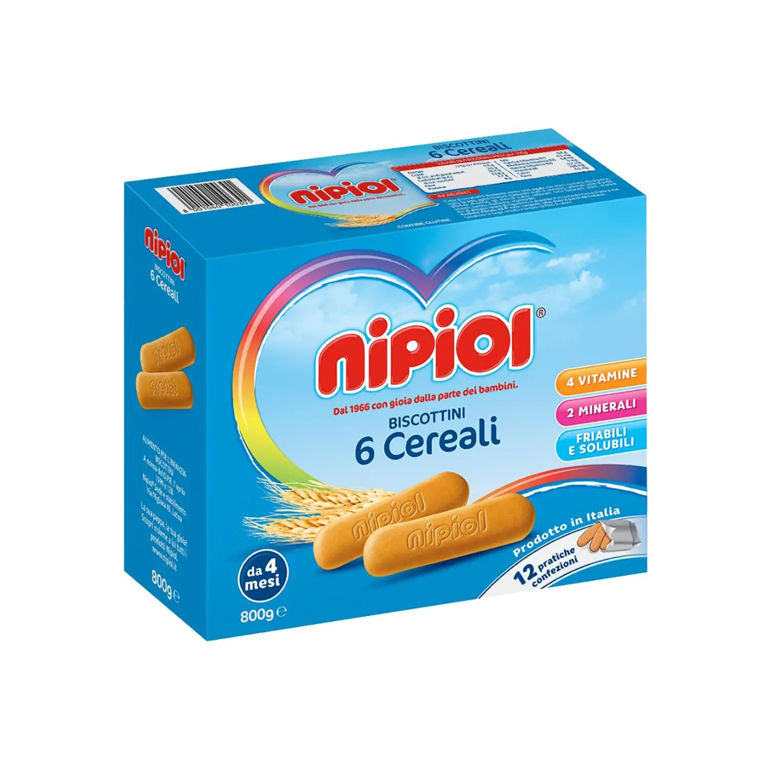 Nipiol Biscottini 6 Cereali 800 g – Biscotti per Neonati con Ferro, Calcio e Vitamine - biscotti