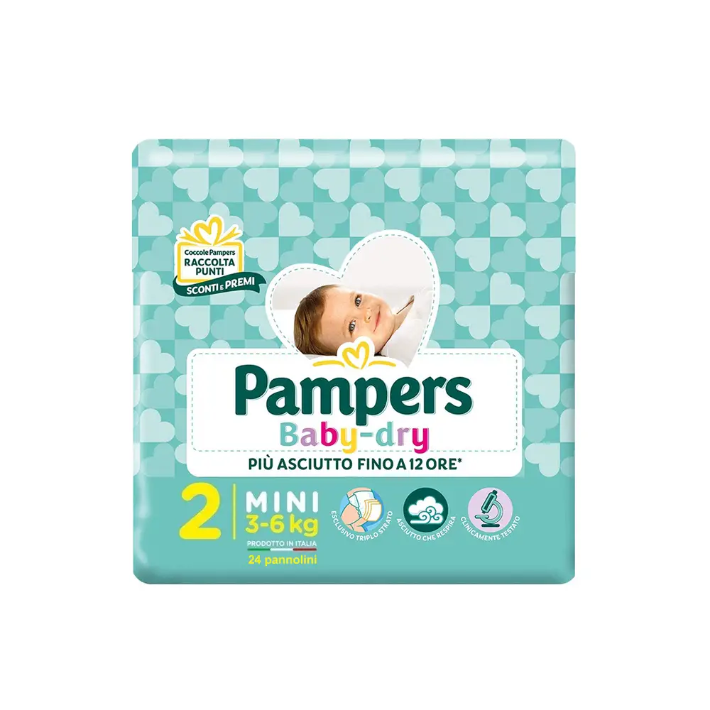 Pannolini Pampers Baby-Dry Flash - Taglia 2 - 3-6 Kg - 24 Pezzi - pannolini e salviettine