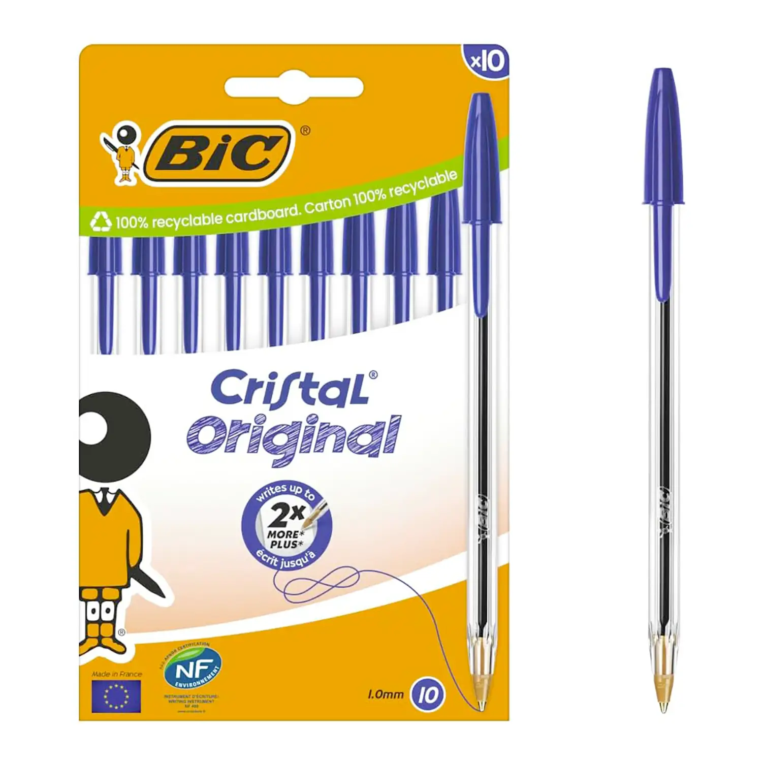 Penna BIC Cristal – Blister 10 Pezzi Blu - penne pennarelli ufficio