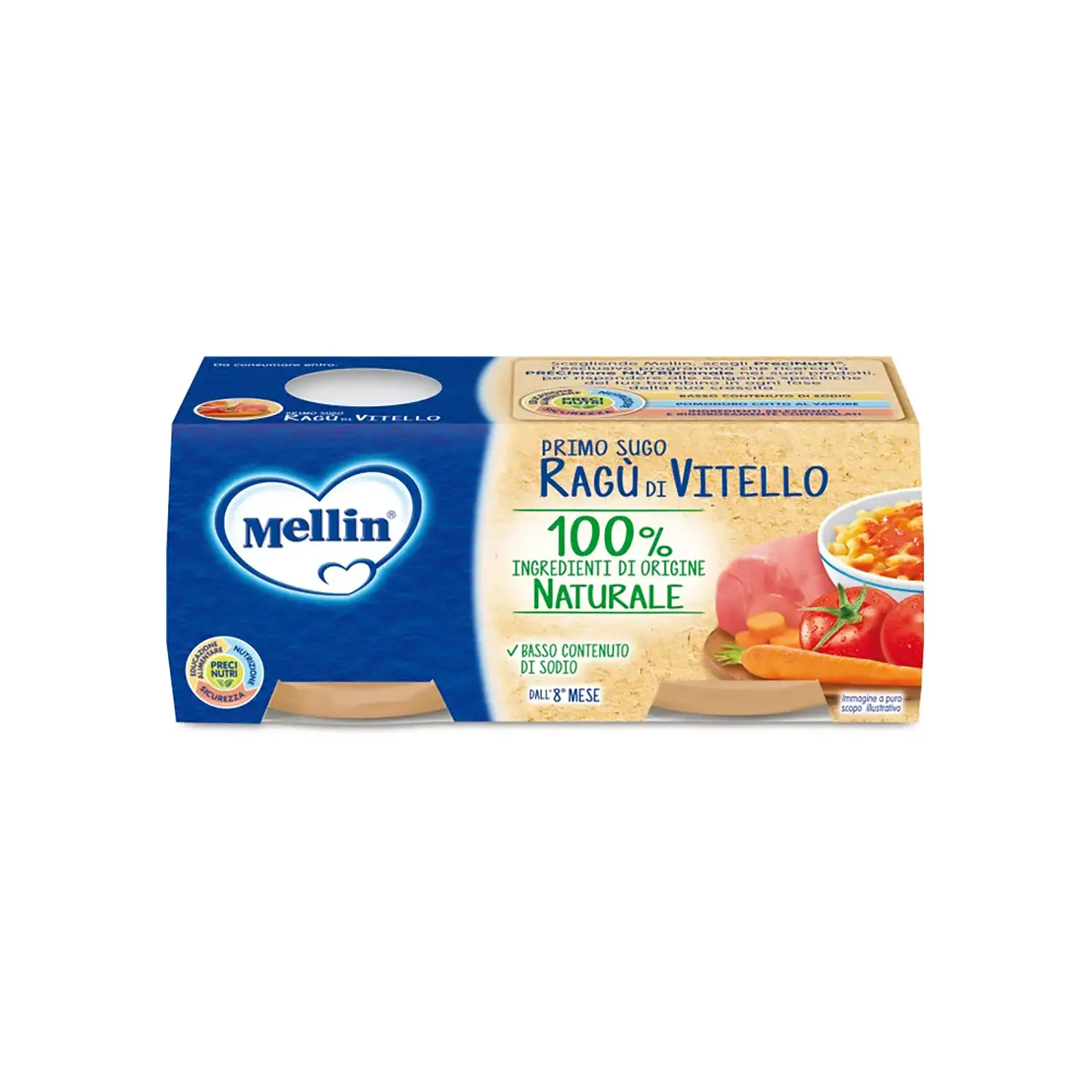 Mellin Omogeneizzato Primo Sugo Ragù di Vitello 2 x 80 g - brodi, passati,sughi e condime