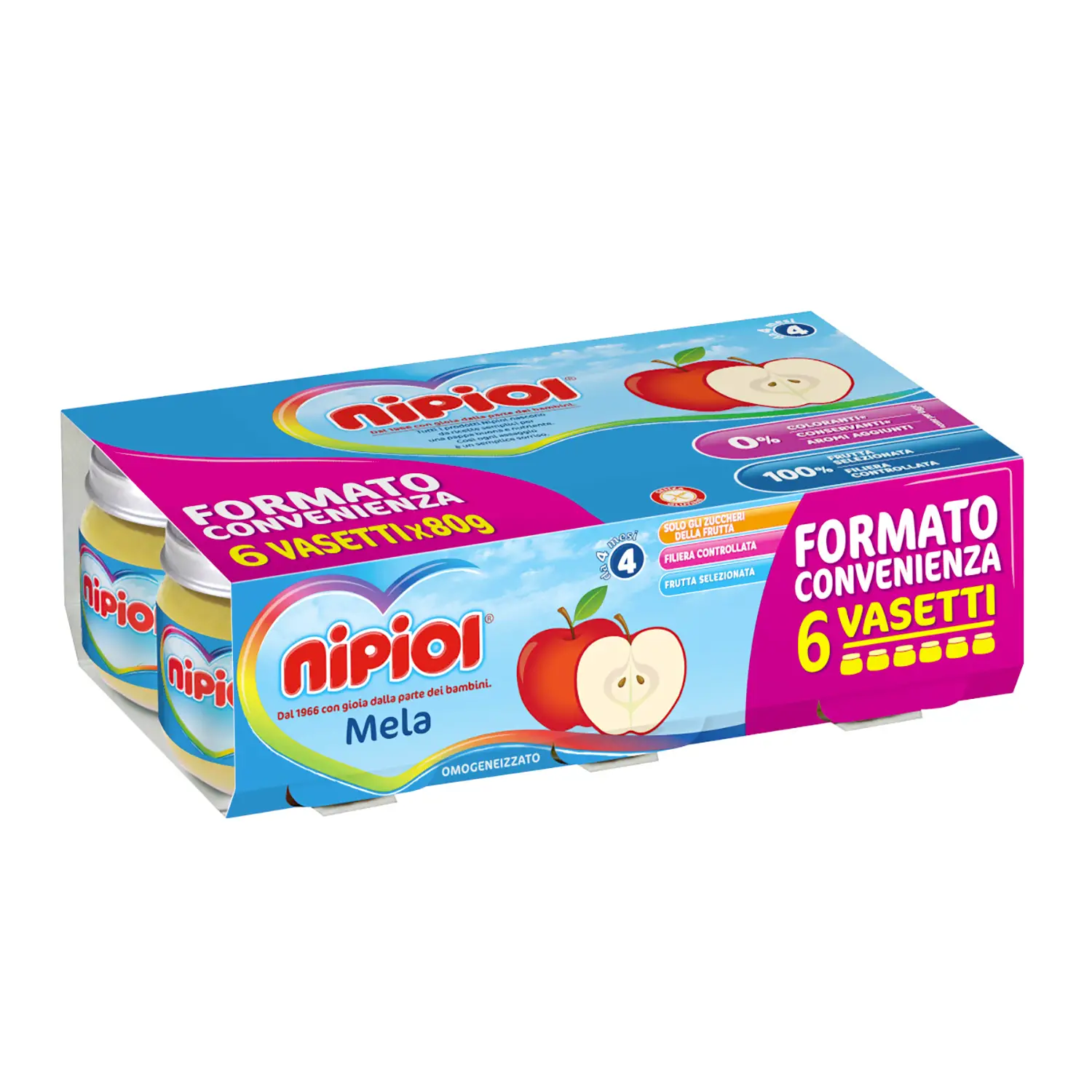 Omogenizzato Nipiol gr. 80x6 Frutta Mela - omogeneizzati